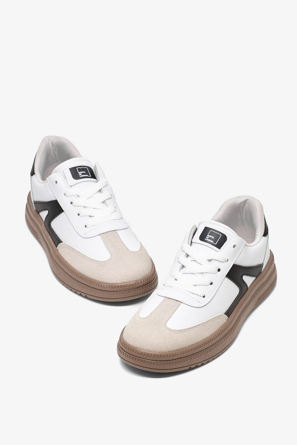 TONNY BLACK Kadın Beyaz Siyah Rahat Kalıp Kauçuk Taban Bağcıklı Sneaker