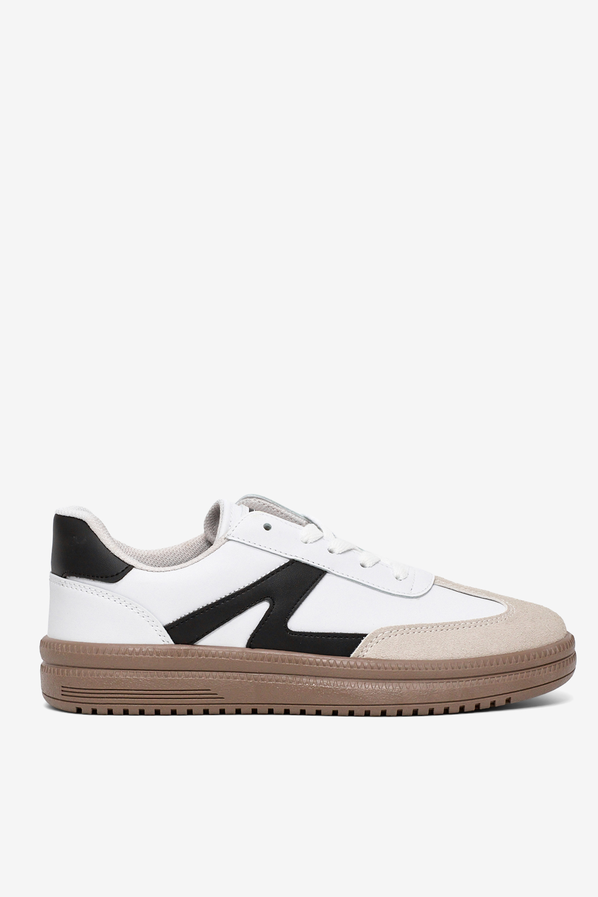 TONNY BLACK Kadın Beyaz Siyah Rahat Kalıp Kauçuk Taban Bağcıklı Sneaker görsel 5