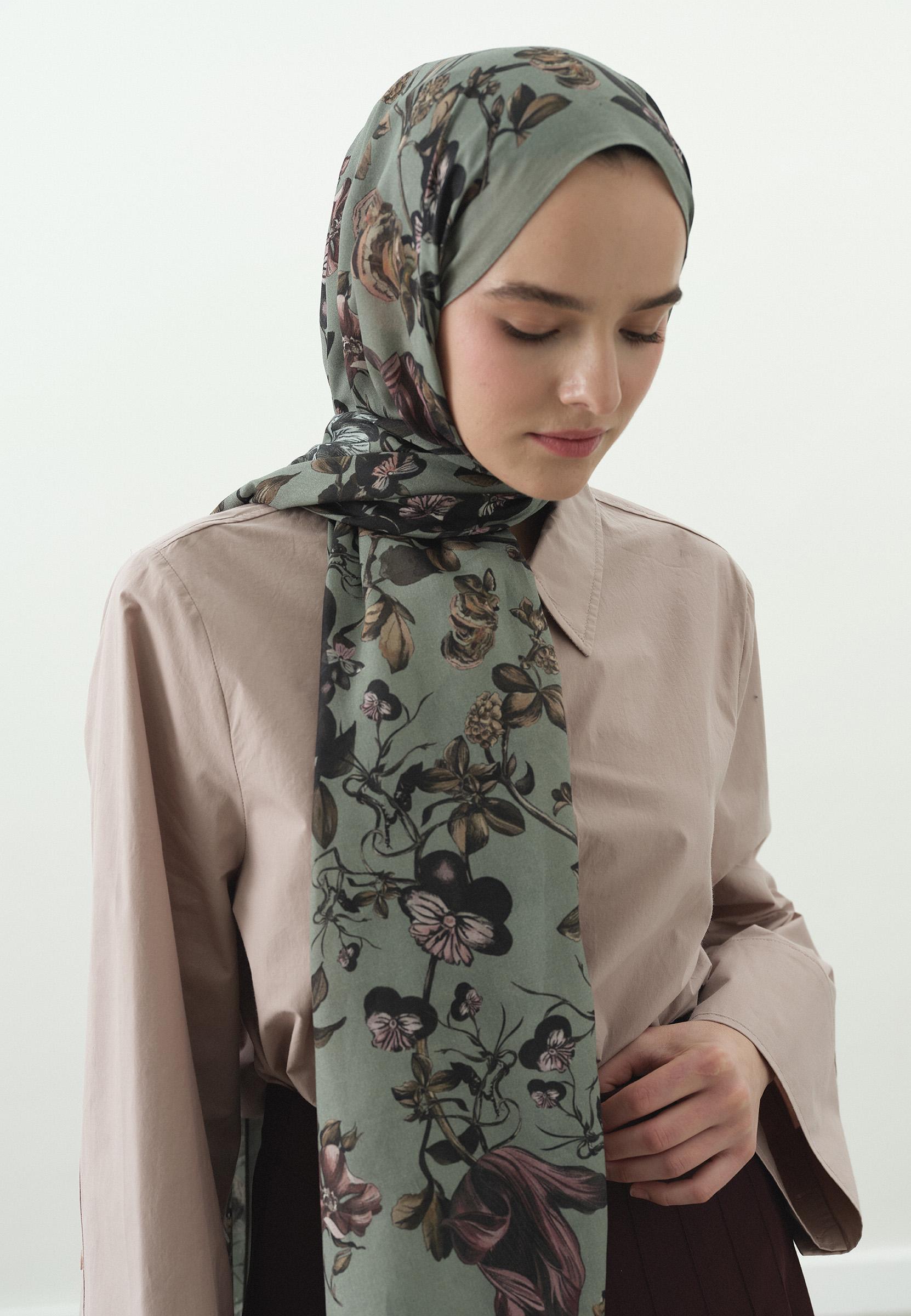 Fresh Scarfs Gisele Desenli Pamuk Viskon Şal Deniz Köpüğü görsel 2