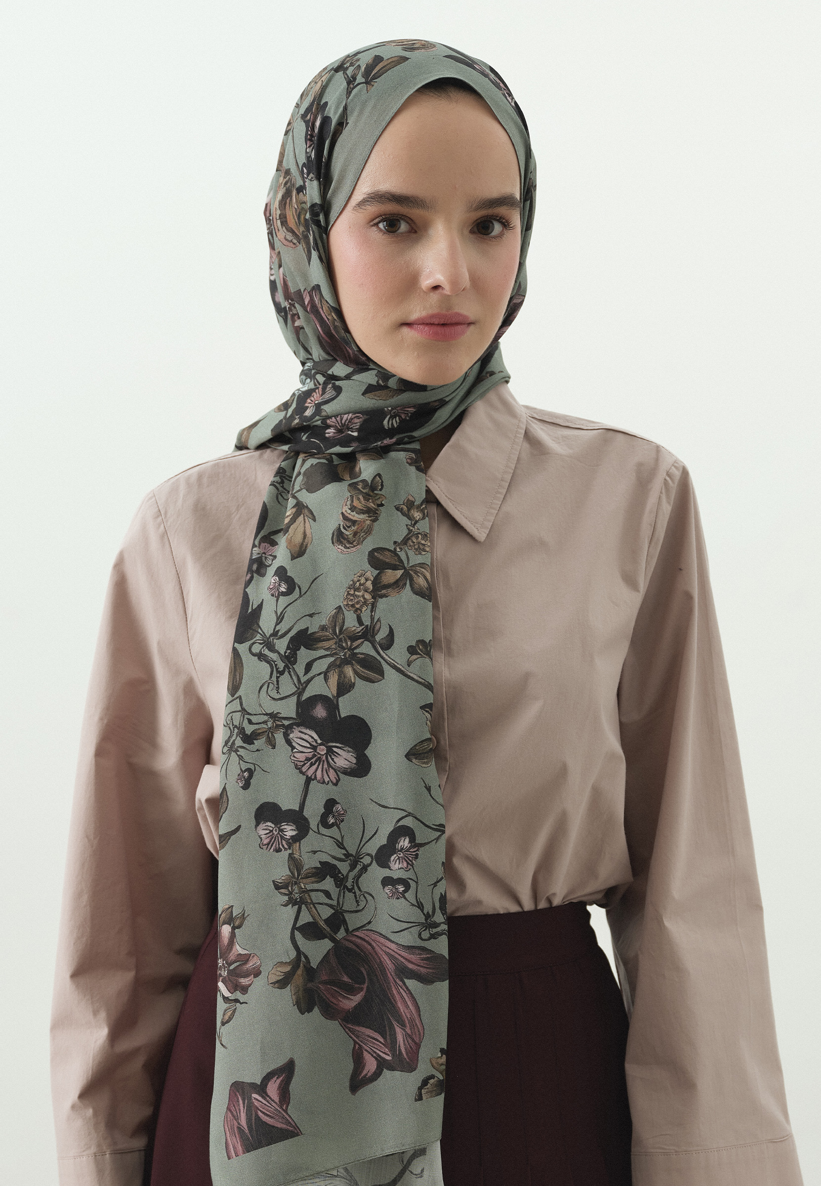 Fresh Scarfs Gisele Desenli Pamuk Viskon Şal Deniz Köpüğü görsel 4