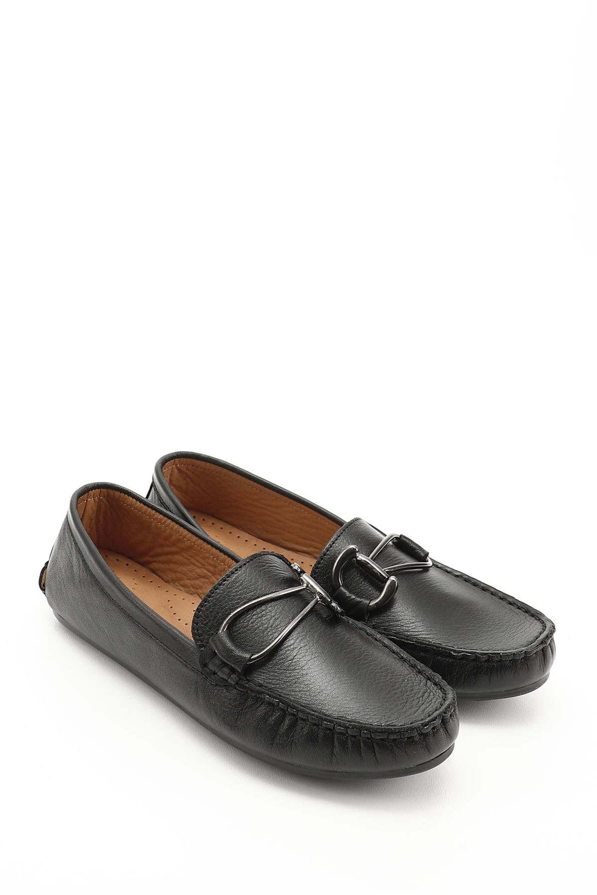 GÖNDERİ(R) Kadın ZÜMRÜT-SİYAH Tokalı Rok Hakiki Deri Comfort Loafer görsel 2
