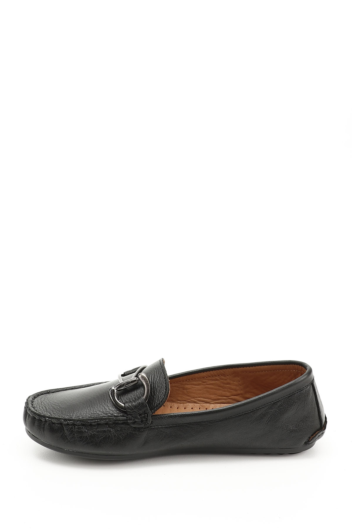 GÖNDERİ(R) Kadın ZÜMRÜT-SİYAH Tokalı Rok Hakiki Deri Comfort Loafer görsel 3