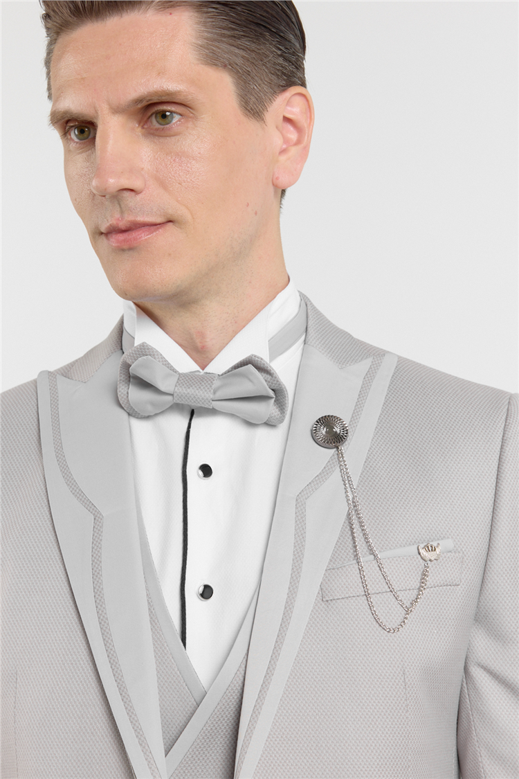 İMZA Gri Kılıç Yaka Çift Yırtmaç Esnek 6 Drop Slim Fit Damatlık Takım Elbise 1001250205 görsel 4