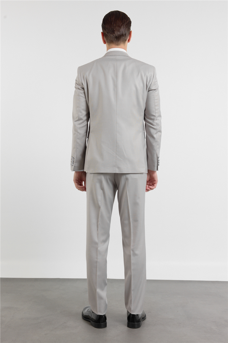 İMZA Gri Kılıç Yaka Çift Yırtmaç Esnek 6 Drop Slim Fit Damatlık Takım Elbise 1001250205 görsel 5