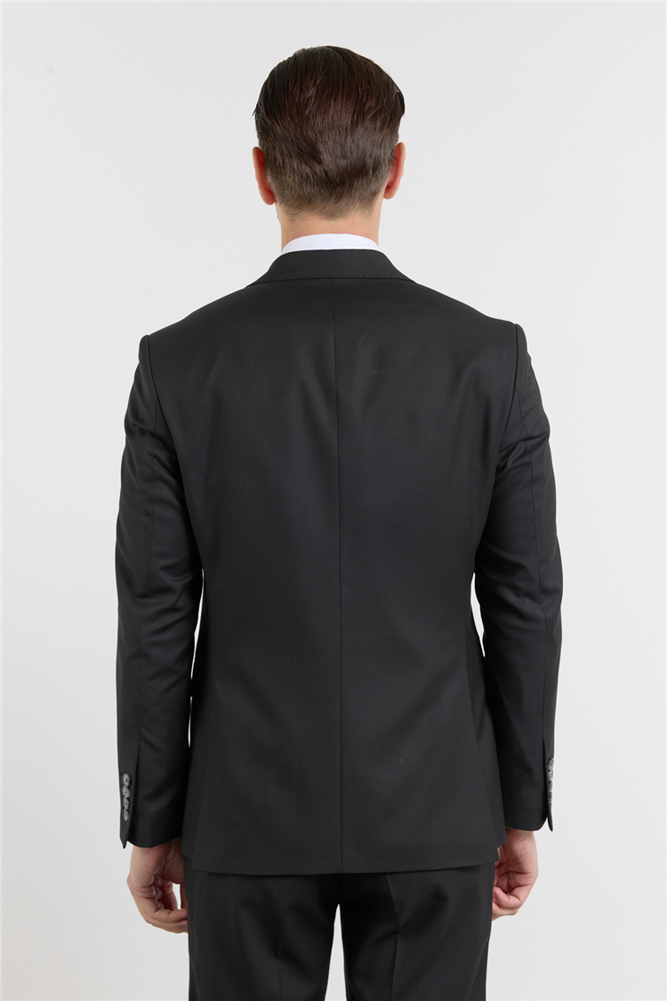 İMZA Siyah Kılıç Yaka Düz Desen 6 Drop Slim Fit Esnek Takım Elbise 1001260153 görsel 5