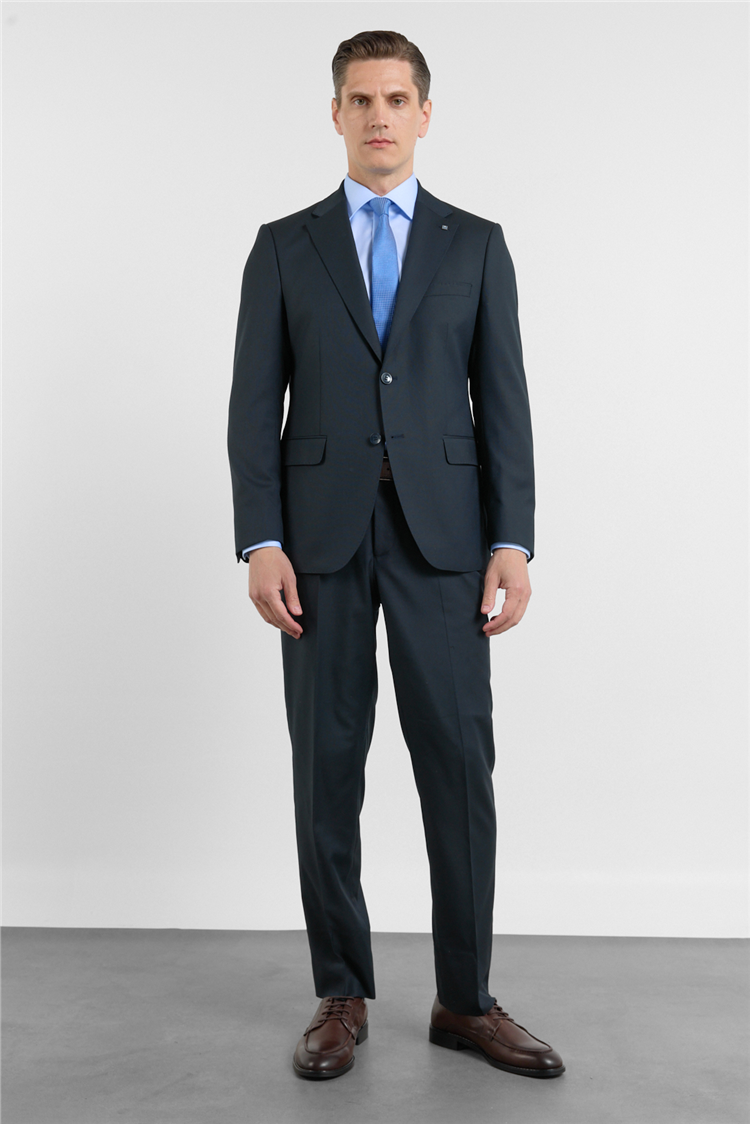 İMZA Lacivert Mono Yaka Düz Desen 6 Drop Comfort Fit Esnek Bel Takım Elbise 1001260151 görsel 3