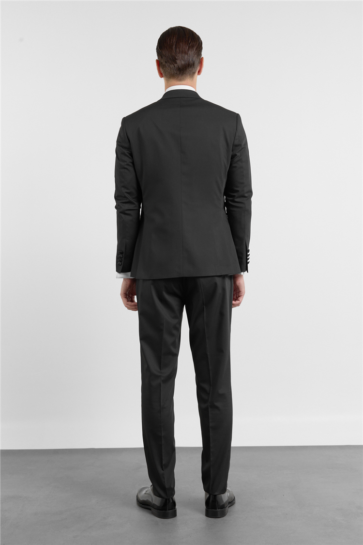 İMZA Siyah Kılıç Yaka Düz Desen 6 Drop Slim Fit Esnek Yelekli Takım Elbise 1001260293 görsel 5