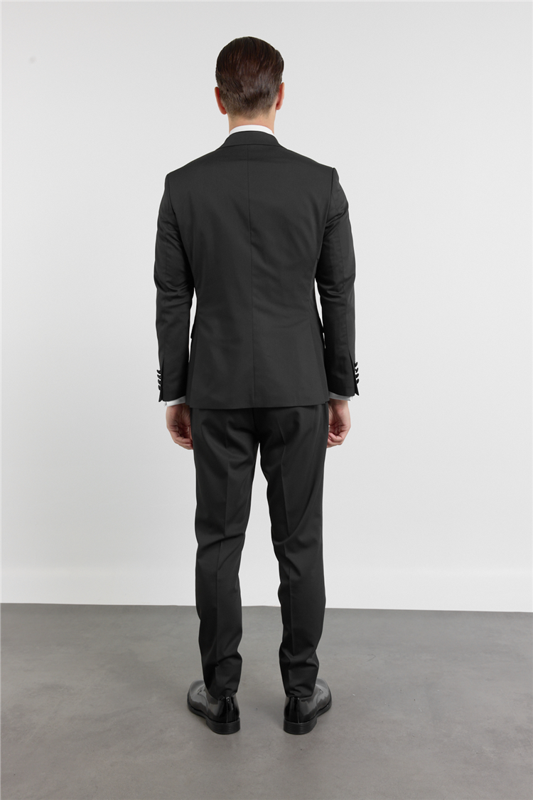 İMZA Siyah Kılıç Yaka Düz Desen 6 Drop Slim Fit Esnek Yelekli Takım Elbise 1001260290 görsel 5