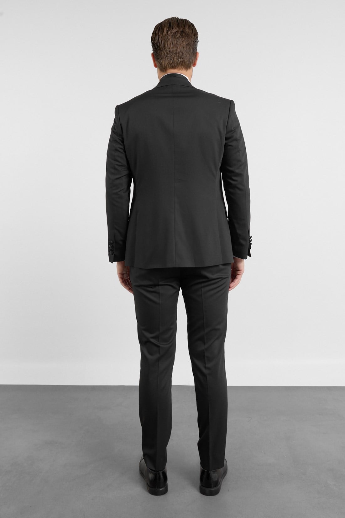 İMZA Siyah Kılıç Yaka Düz Desen 6 Drop Slim Fit Esnek Yelekli Takım Elbise 1001260287 görsel 5