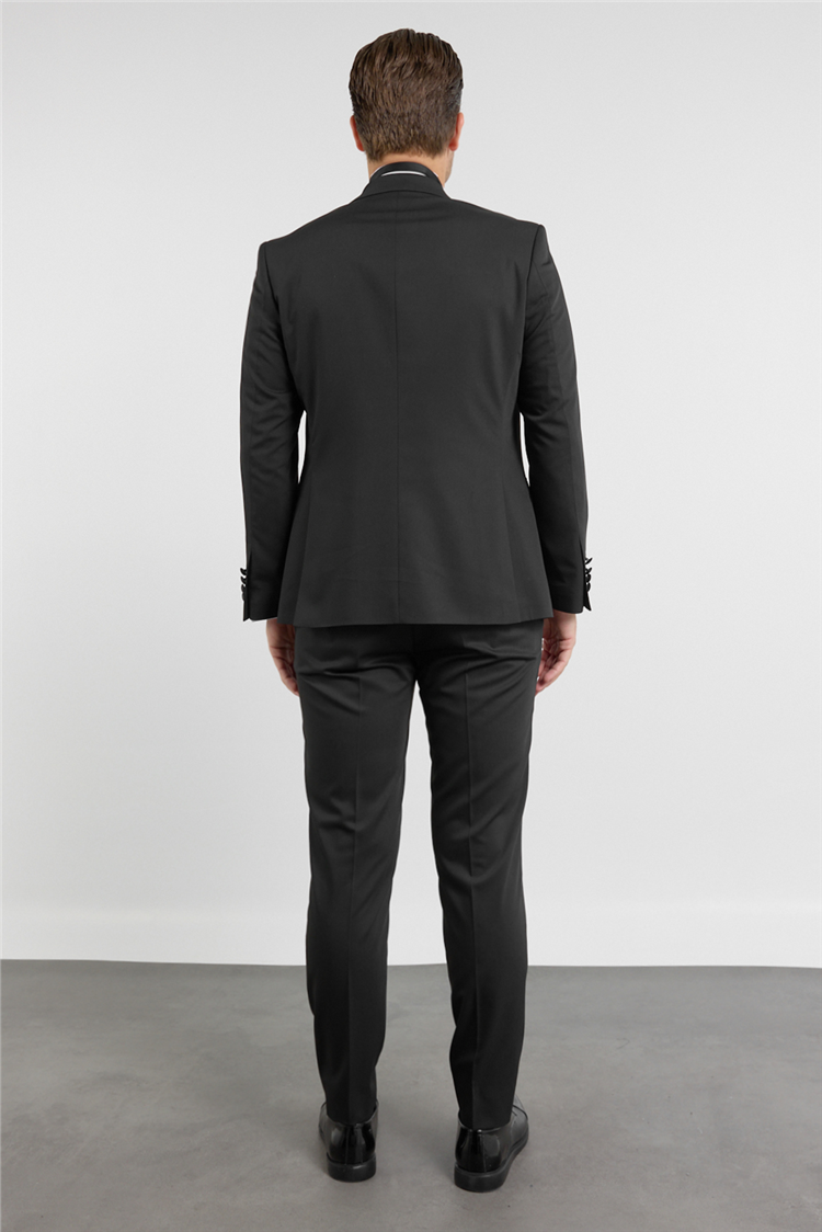 İMZA Siyah Kılıç Yaka Düz Desen 6 Drop Slim Fit Esnek Yelekli Takım Elbise 1001260288 görsel 5