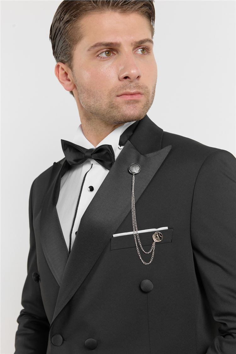 İMZA Siyah Kılıç Yaka Düz Desen 6 Drop Slim Fit Esnek Takım Elbise 1001260203 görsel 4