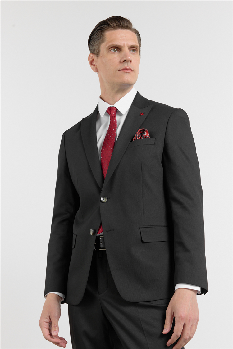 İMZA Siyah Kılıç Yaka Kendinden Desenli 6 Drop Slim Fit Esnek Takım Elbise 1001260160 görsel 3