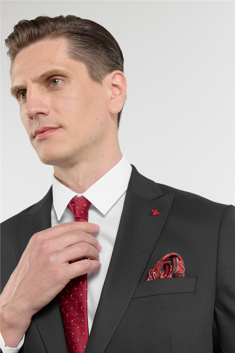 İMZA Siyah Kılıç Yaka Kendinden Desenli 6 Drop Slim Fit Esnek Takım Elbise 1001260160 görsel 4