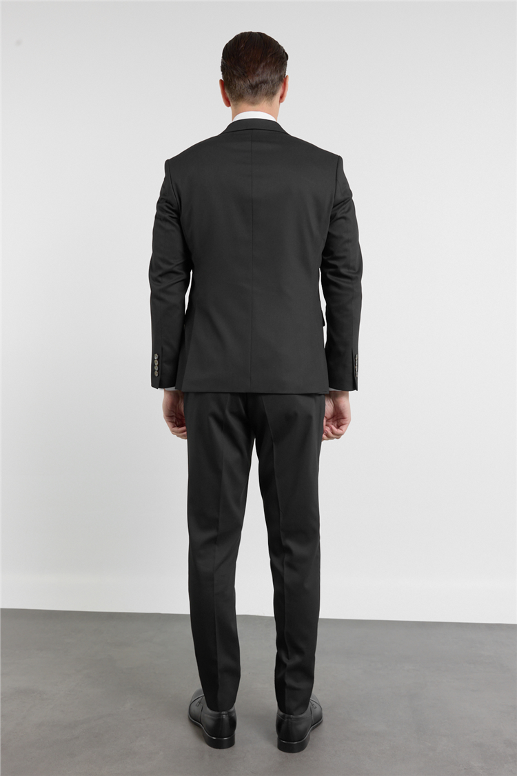 İMZA Siyah Kılıç Yaka Kendinden Desenli 6 Drop Slim Fit Esnek Takım Elbise 1001260160 görsel 5