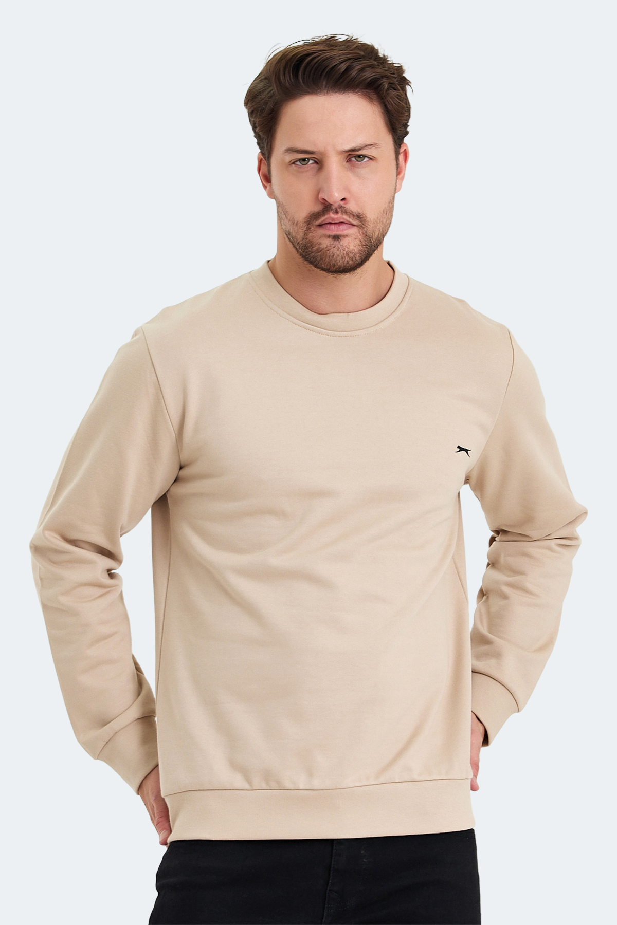 SLAZENGER KORAL Erkek %100 Pamuk Sweatshirt Bej