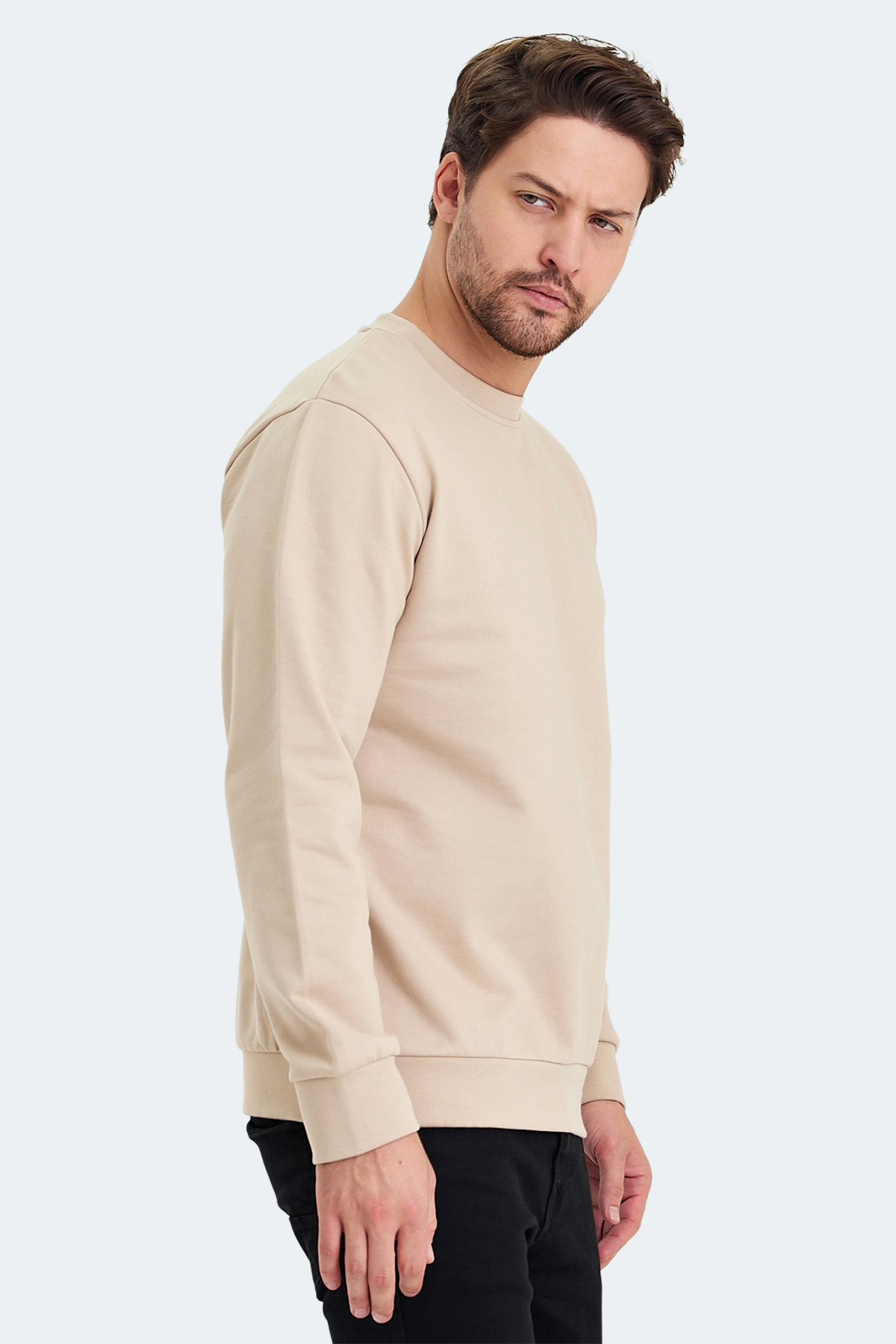 SLAZENGER KORAL Erkek %100 Pamuk Sweatshirt Bej görsel 4