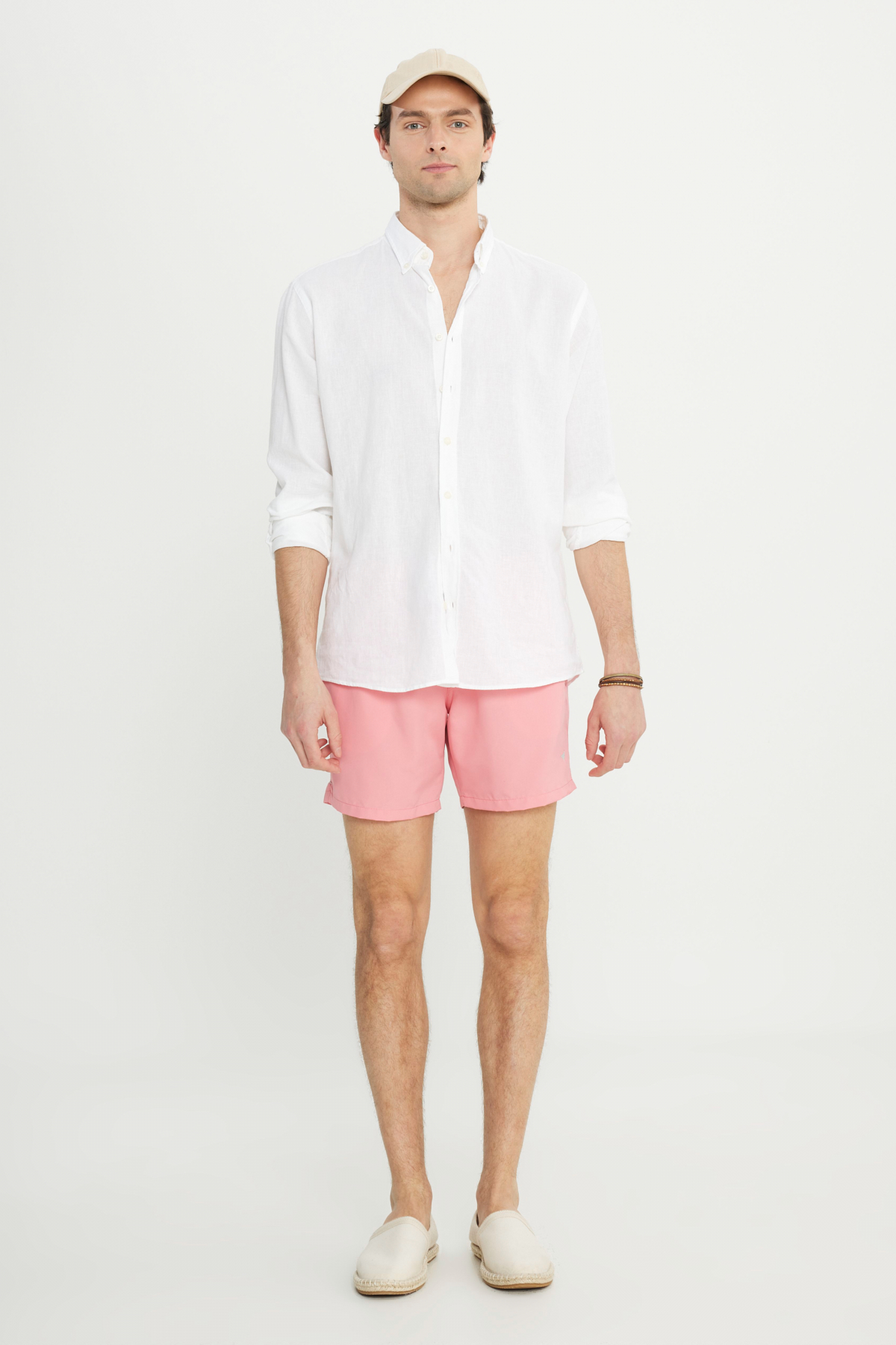 AC&Co / Altınyıldız Classics Erkek Pembe Standart Fit Normal Kesim Cepli Hızlı Kuruyan Desenli Deniz Şortu görsel 4