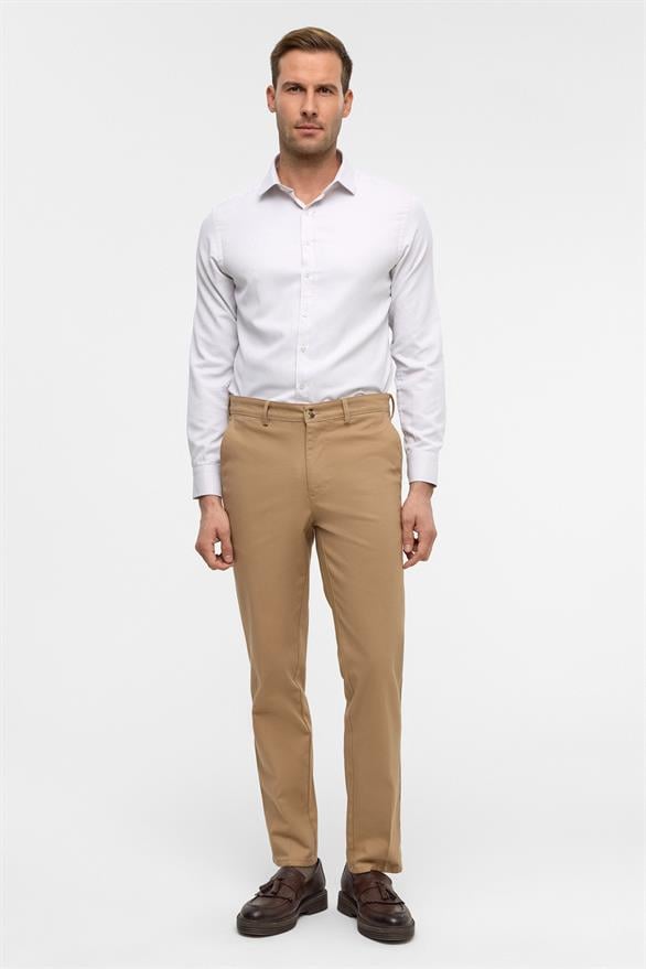 Süvari Bej Regular Armürlü Pantolon