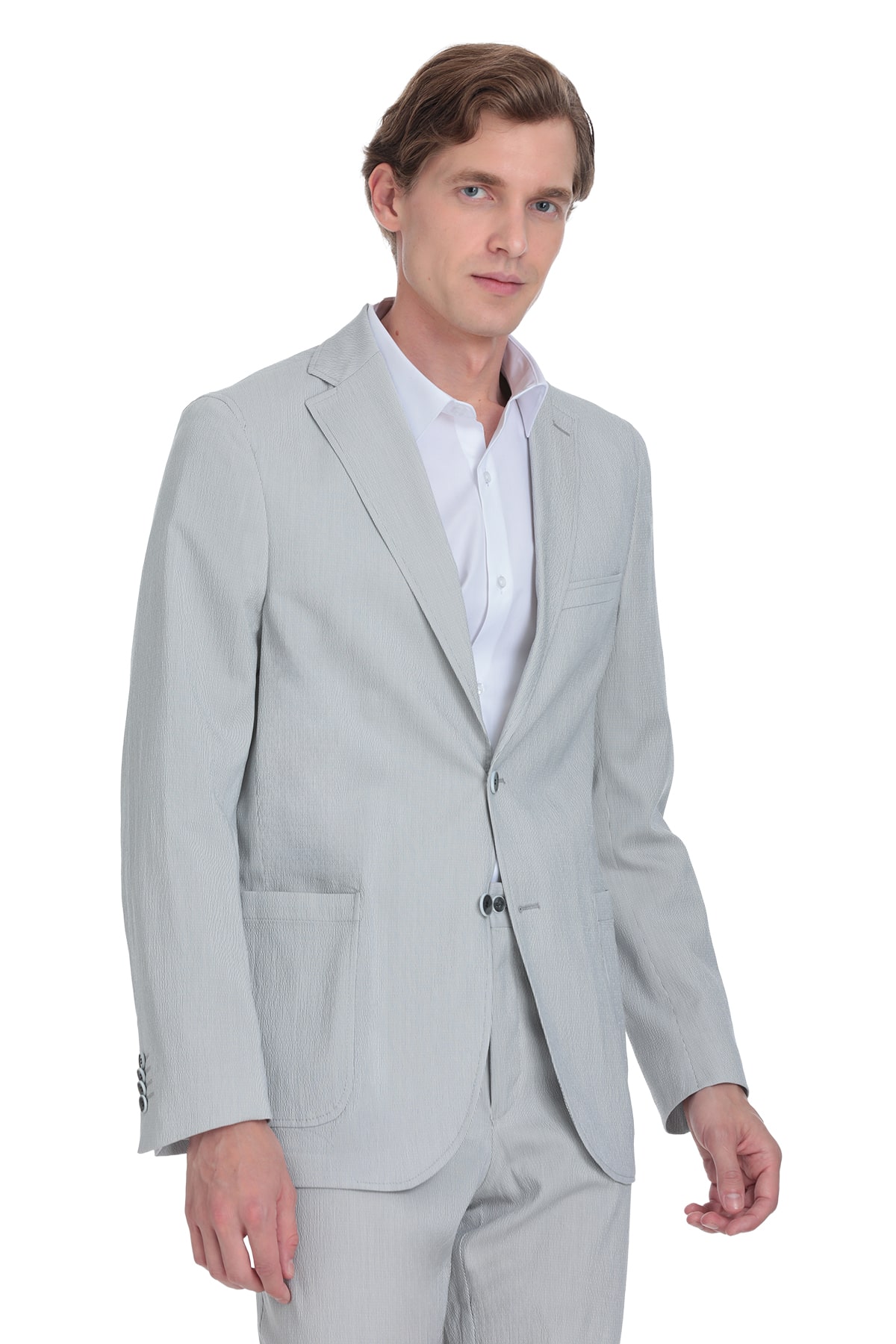 Hatemoğlu Gri Comfort Fit Mono Yaka Casual Takım Elbise