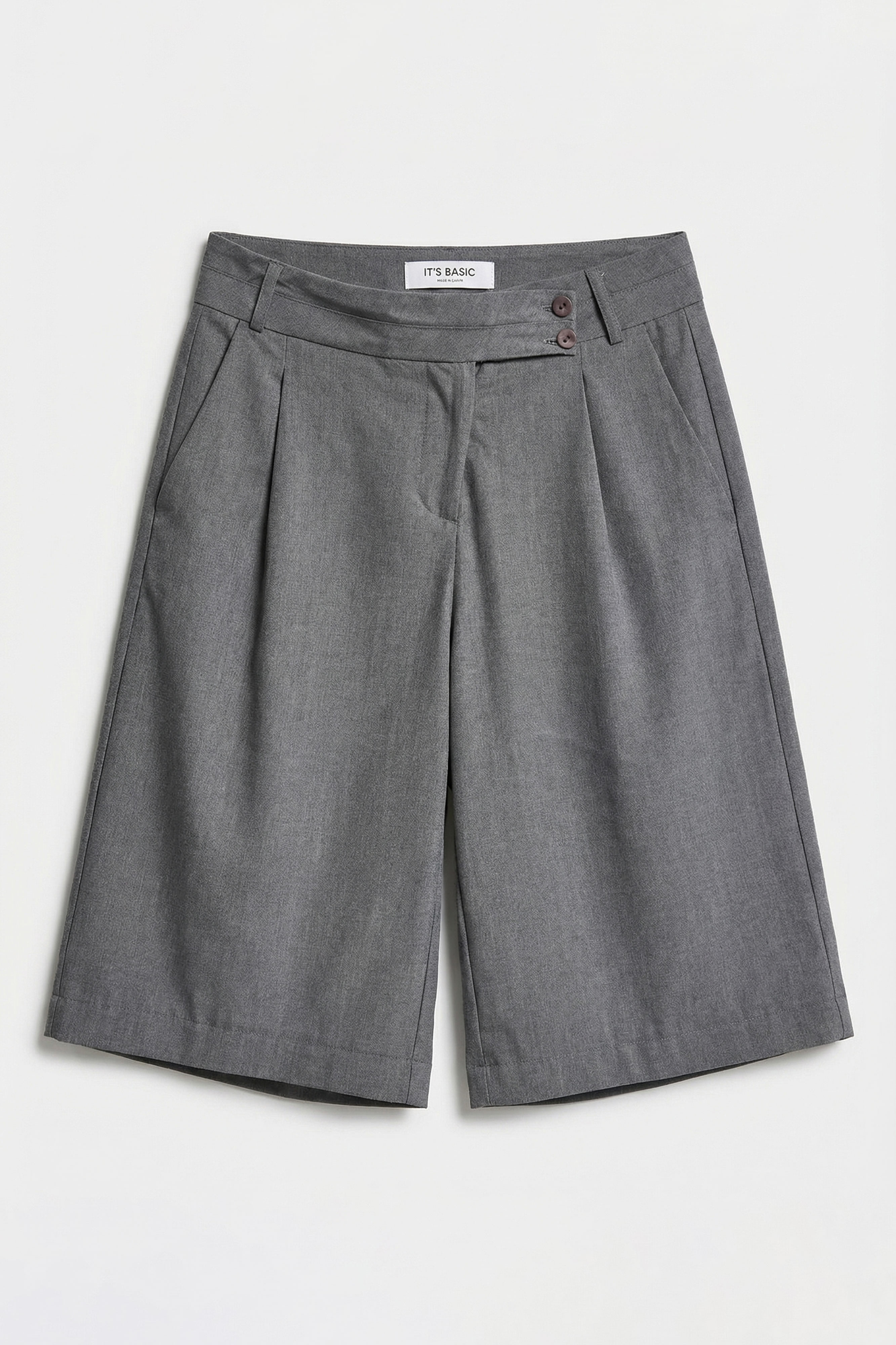 It's Basic Kadın Gri s6 Baggy Fit Maxi Boy Bermuda Şort görsel 5