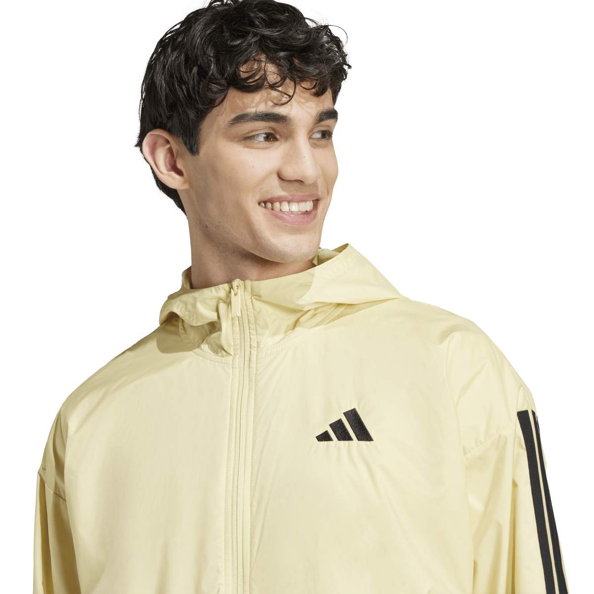 Adidas 3 Stripes Wb Bej Kapüşonlu Erkek Fermuarlı Sweatshirt Hırka görsel 3