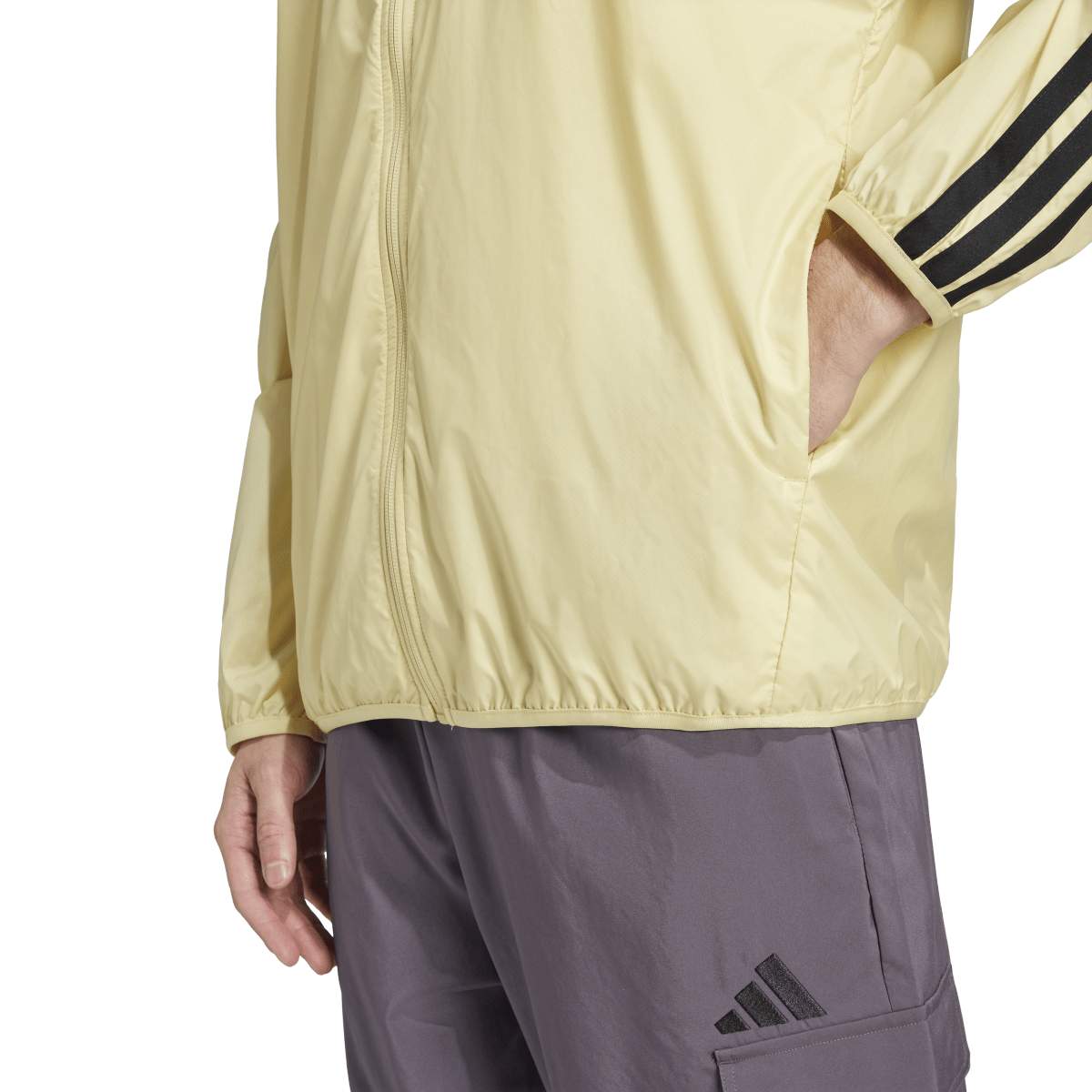 Adidas 3 Stripes Wb Bej Kapüşonlu Erkek Fermuarlı Sweatshirt Hırka görsel 4