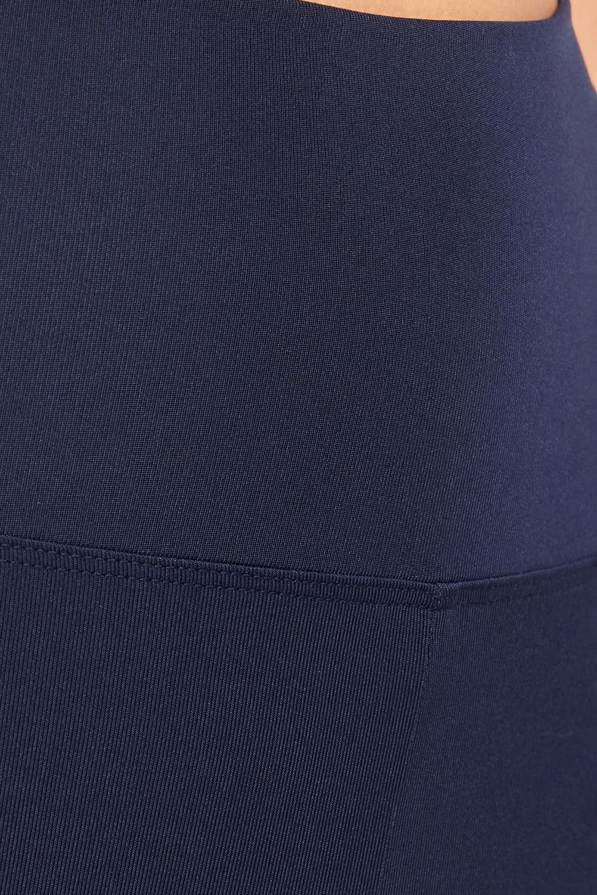 TUDORS Kadın Slim Fit Dar Kesim Scuba Kumaş Beli Lastikli Lacivert Tayt görsel 5
