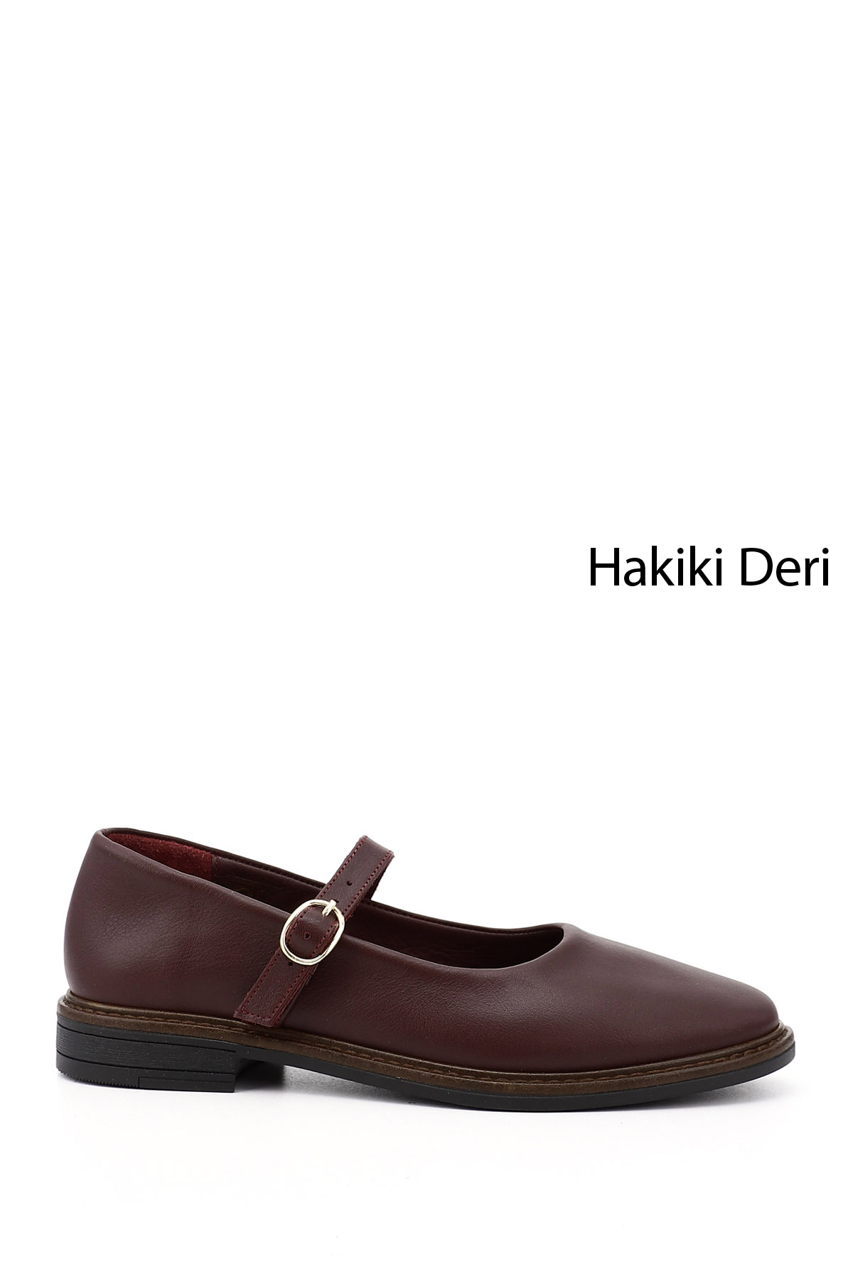 GÖNDERİ(R) Kadın BORDO Kısa Kalın Topuklu Hakiki Deri Babet