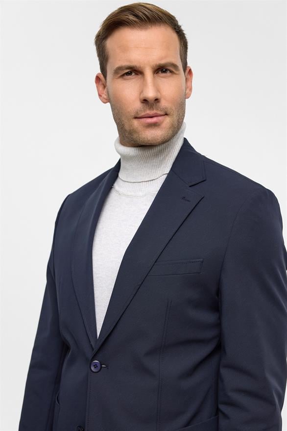 Süvari Lacivert Slim Desenli Mono Yaka 6 Drop Takım Elbise görsel 5