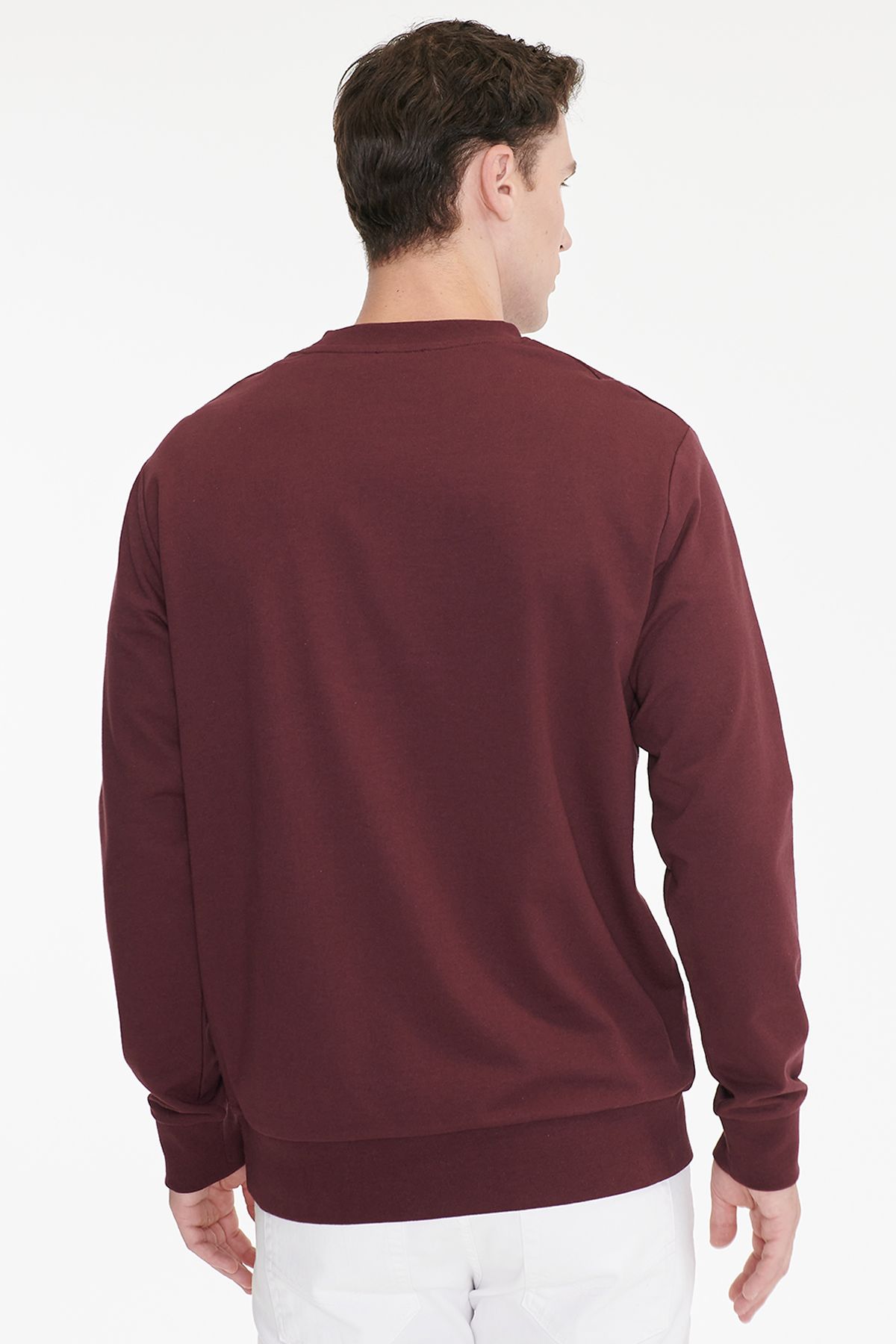 AC&Co / Altınyıldız Classics Erkek Bordo Pamuklu Standart Fit Normal Kesim 2 İplik Bisiklet Yaka Sweatshirt görsel 5