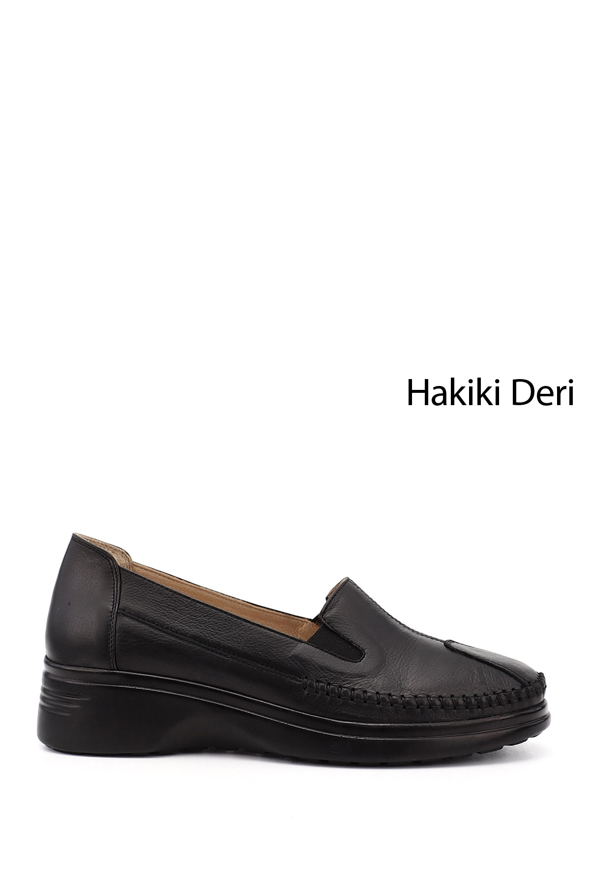 GÖNDERİ(R) Kadın ZÜMRÜT-SİYAH Dolgu Taban Hakiki Deri Comfort Ayakkabı