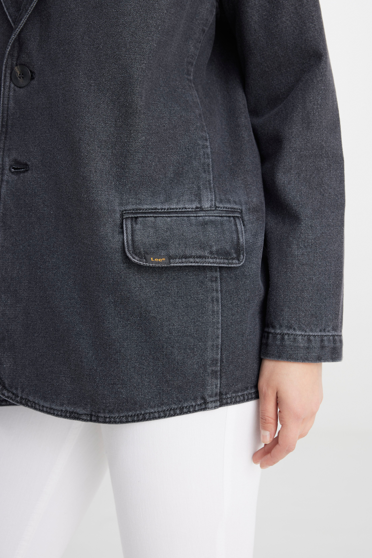 Lee Oversize Bol Kesim %100 Pamuk Antrasit Jean Jean Ceket görsel 5