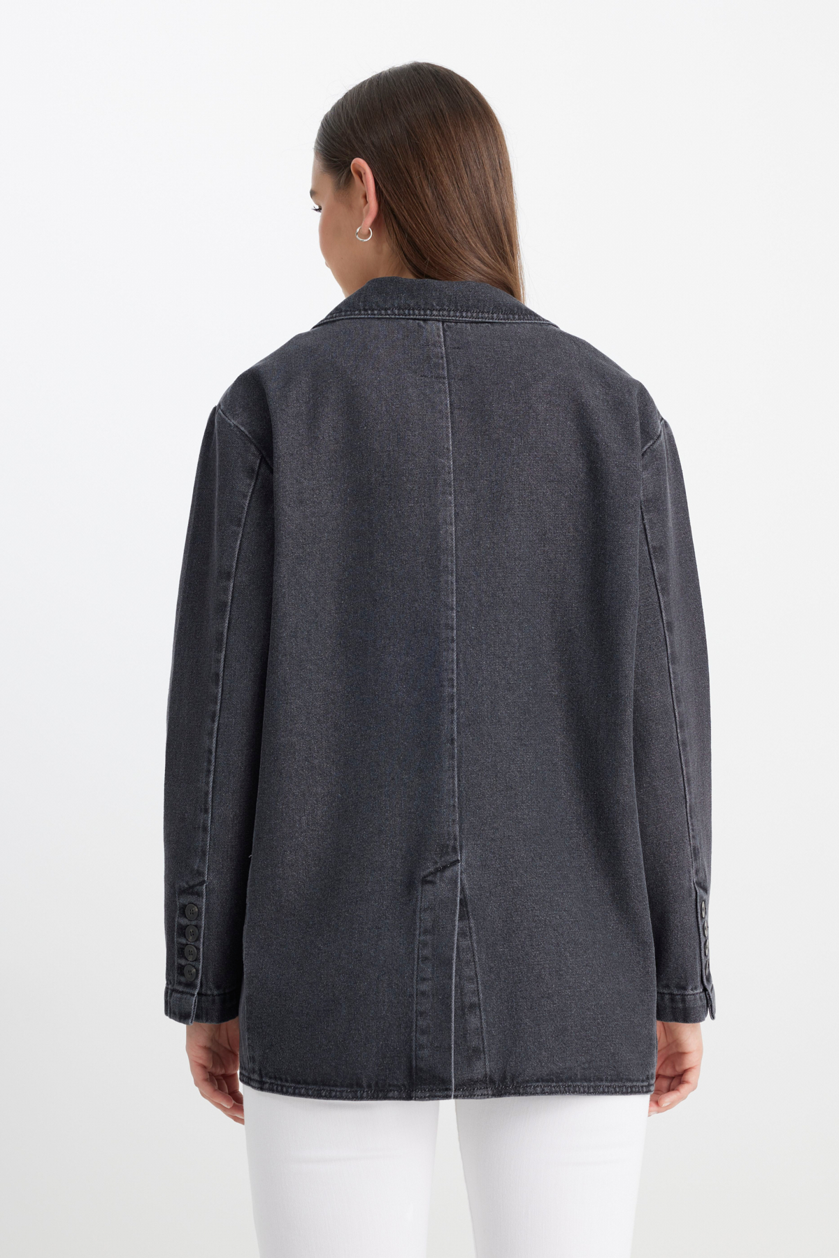 Lee Oversize Bol Kesim %100 Pamuk Antrasit Jean Jean Ceket görsel 7