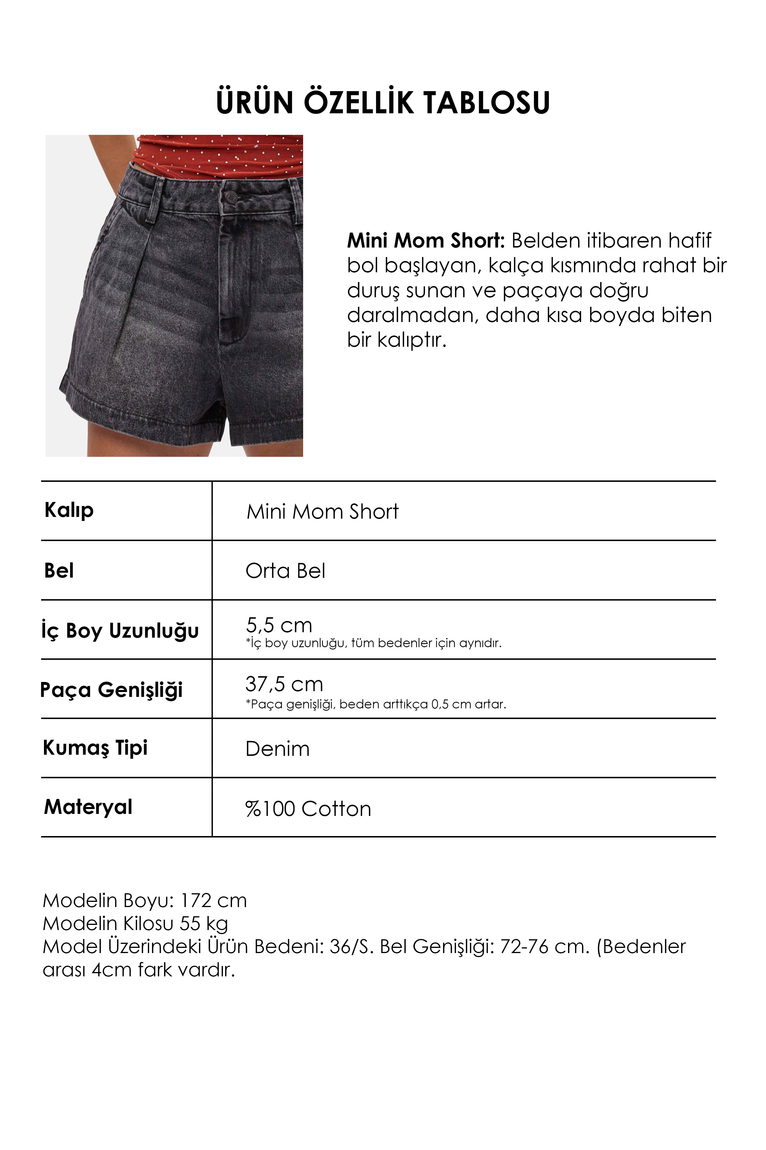 It's Basic Kadın Koyu Füme 2s6-1 Mini Pileli Denim Şort görsel 2