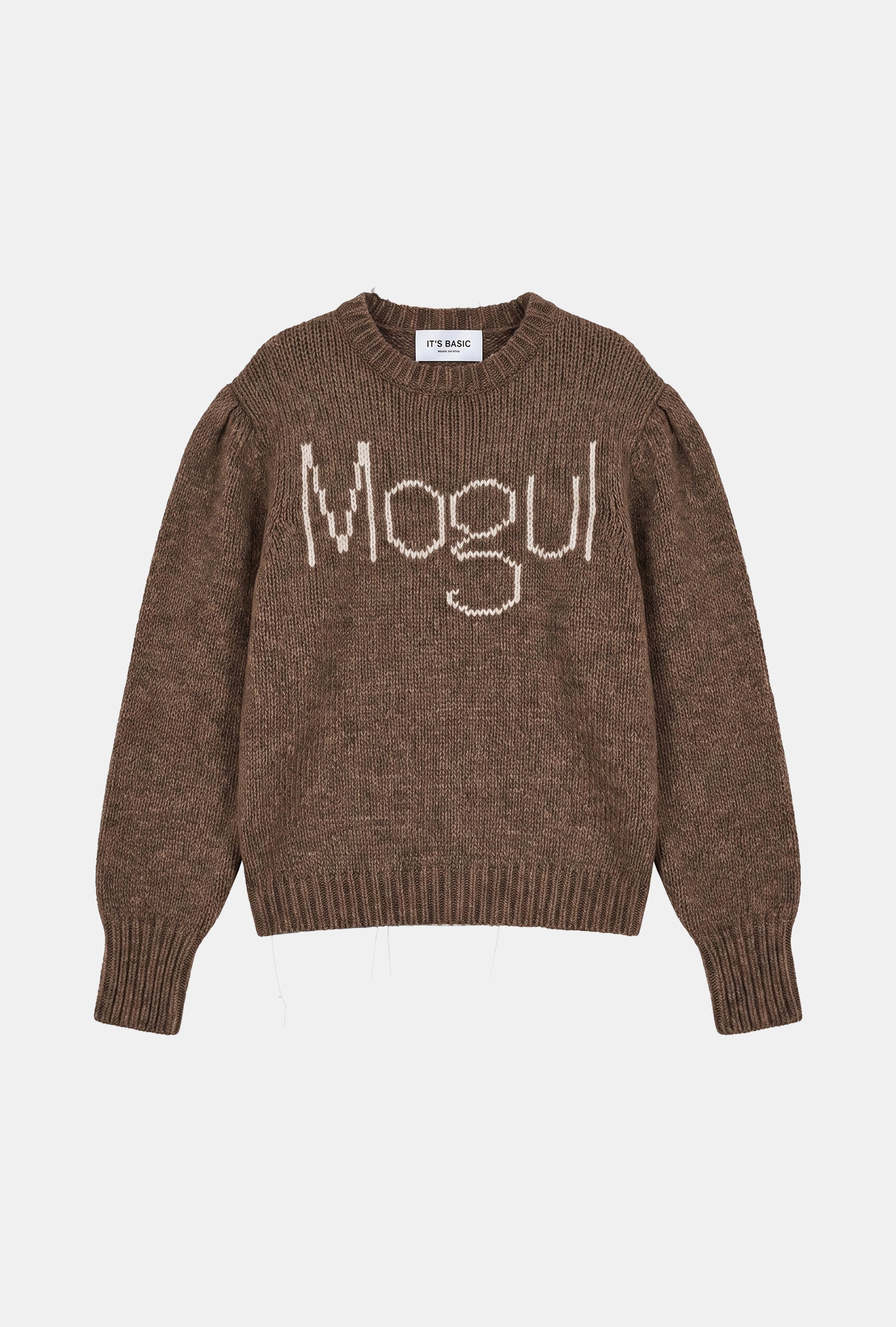 It's Basic Kadın Kahve w6-81 Mogul Nakışlı Oversize Tasarım Triko Kazak görsel 2