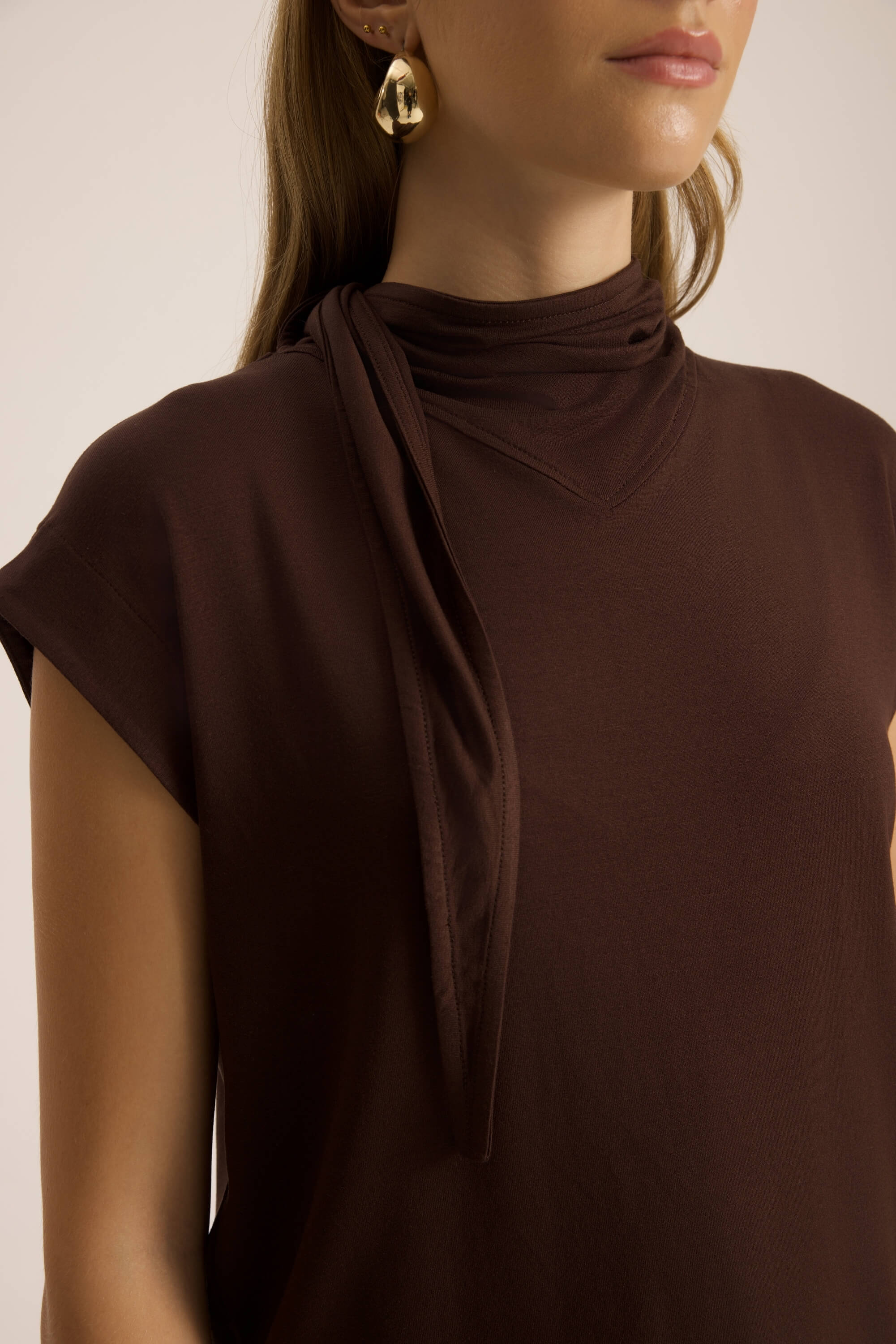 Mai Collection Merlin Bağlamalı Kahve Crop Pantolon Takım görsel 7