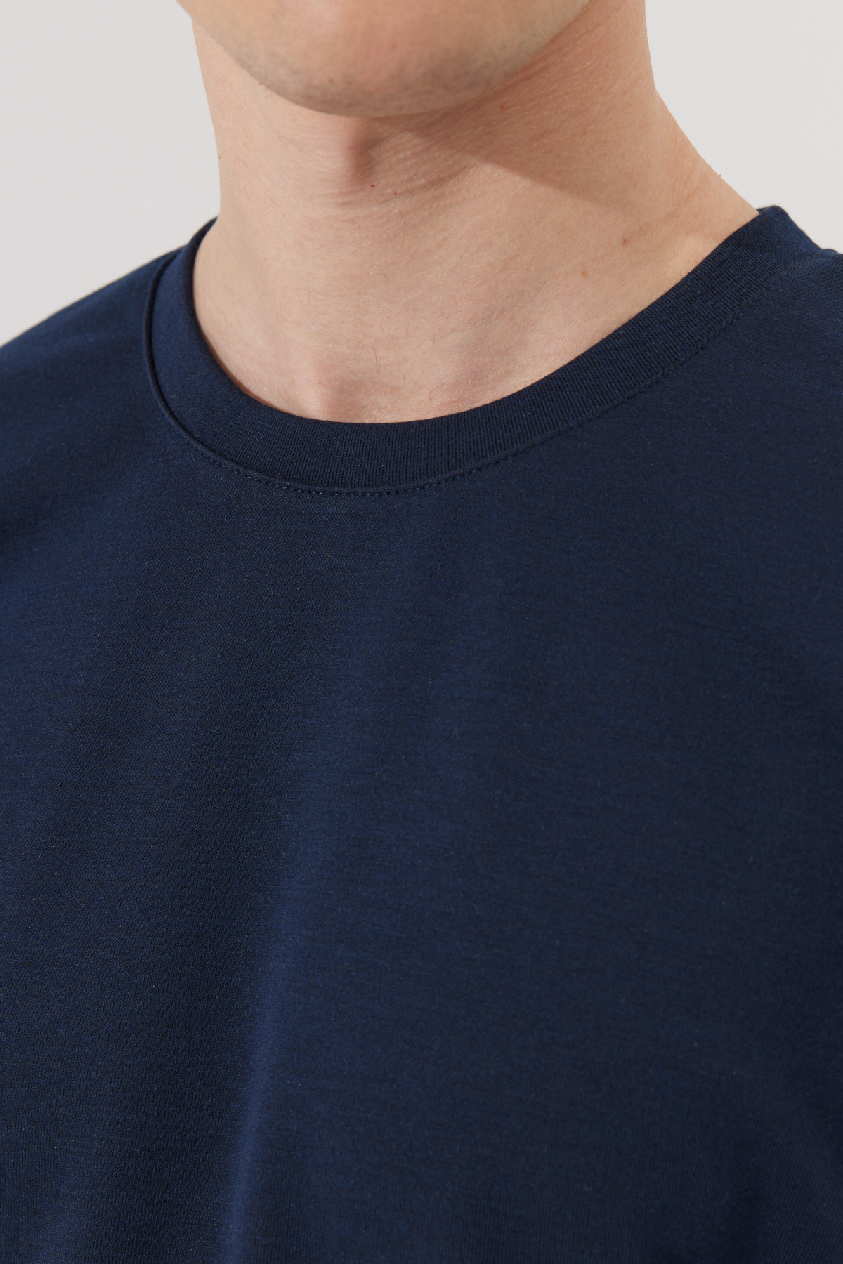 AC&Co / Altınyıldız Classics Erkek Lacivert Oversize Bol Kesim Bisiklet Yaka Kısa Kollu Sweatshirt görsel 4