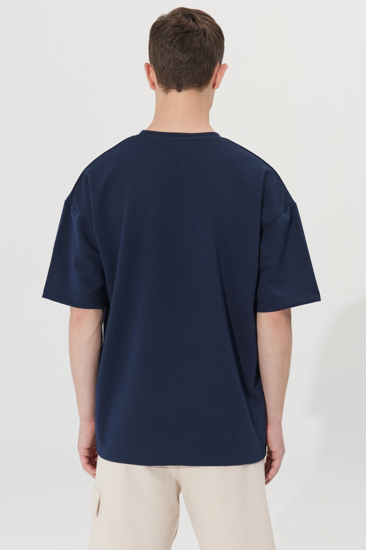 AC&Co / Altınyıldız Classics Erkek Lacivert Oversize Bol Kesim Bisiklet Yaka Kısa Kollu Sweatshirt görsel 8