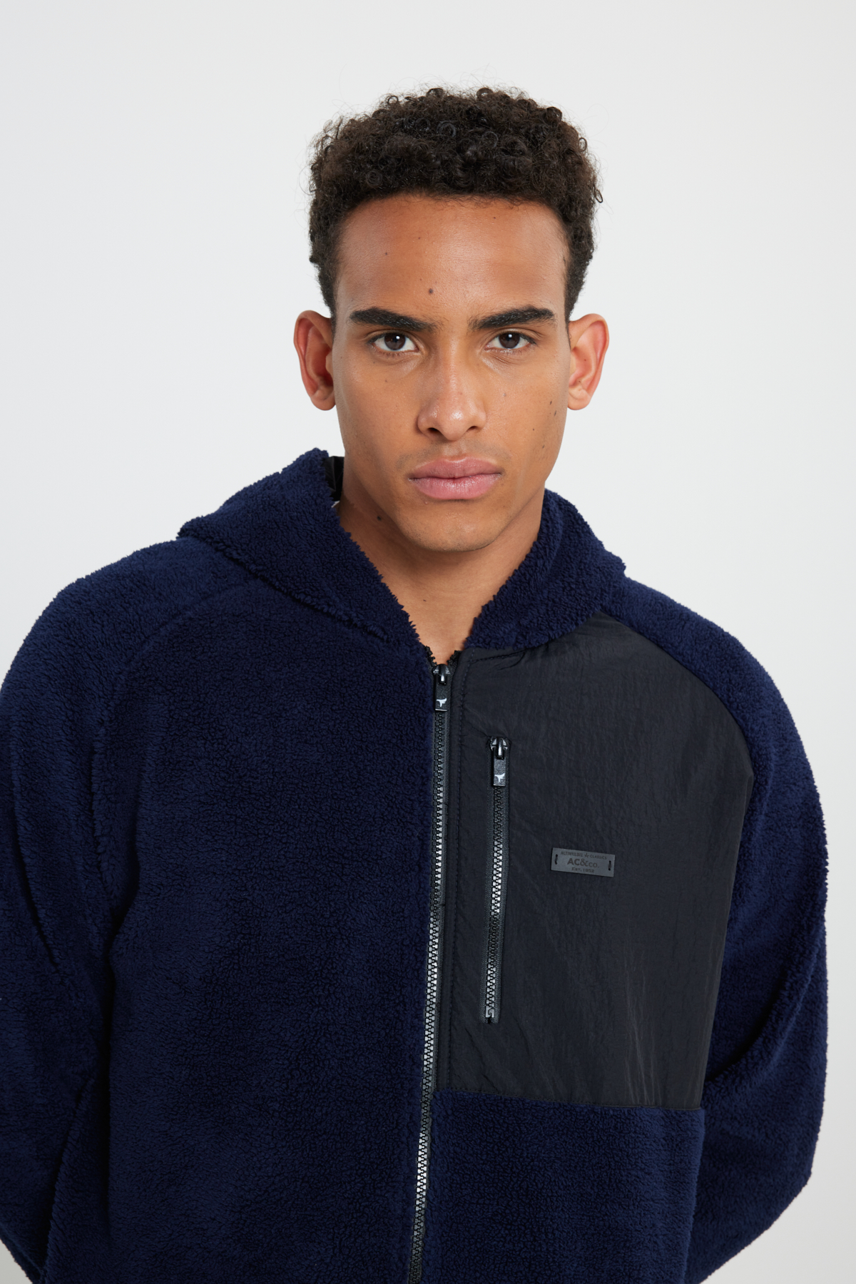 AC&Co / Altınyıldız Classics Lacivert Oversize Bol Kesim Kapüşonlu Erkek Polar Fermuarlı Sweatshirt Hırka görsel 8