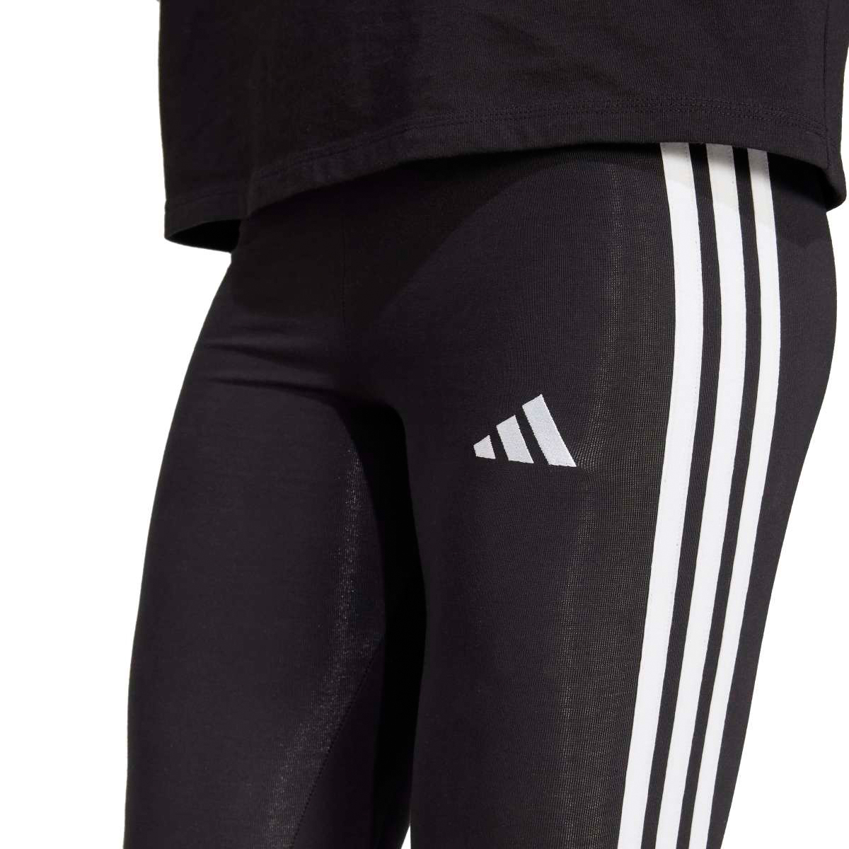 Adidas Essentials 3-Stripes Pamuk Kadın Siyah Tayt görsel 3
