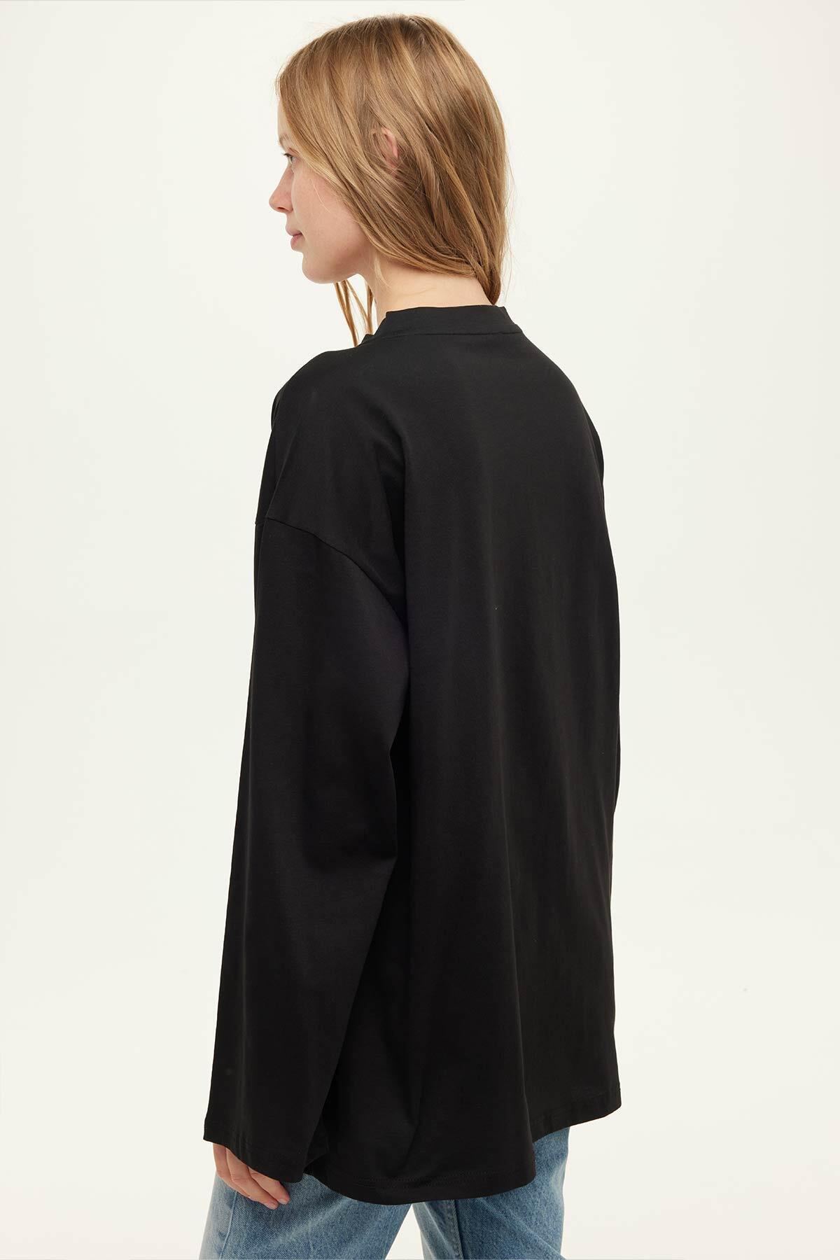 Manuka Geniş Kol Oversize Sweatshirt Siyah görsel 3