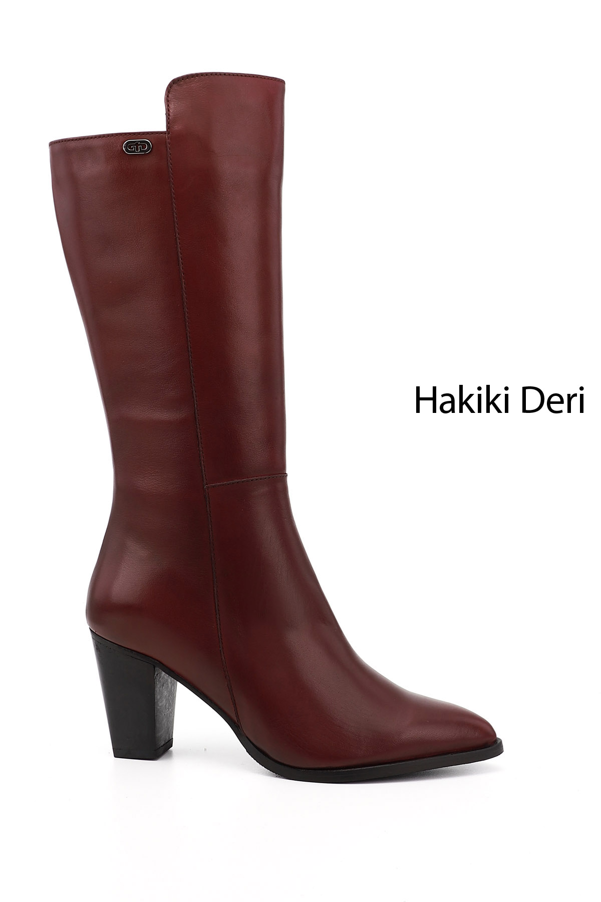 GÖNDERİ(R) Kadın BORDO Sivri Burun Kalın Topuklu Hakiki Deri Çizme