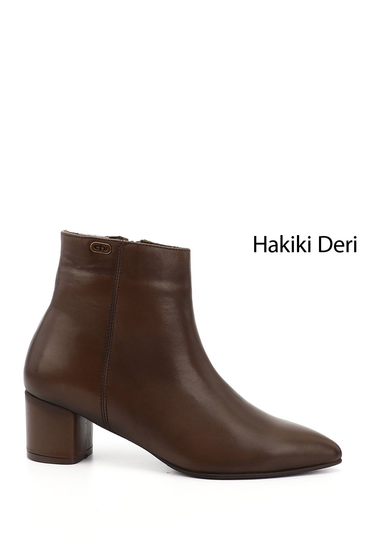 GÖNDERİ(R) Kadın ÇİKOLATA KAHVE Fermuarlı Sivri Burun Hakiki Deri Bot