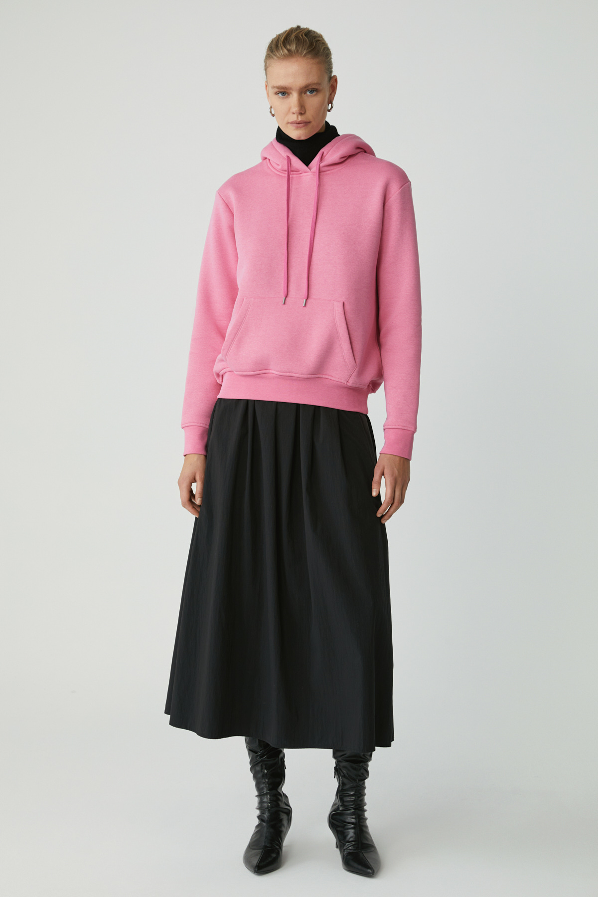 ETHIQUET DİANE Kadın İçi Polarlı Yumuşacık Comfort Fit Kapüşonlu PEMBE Sweatshirt görsel 2