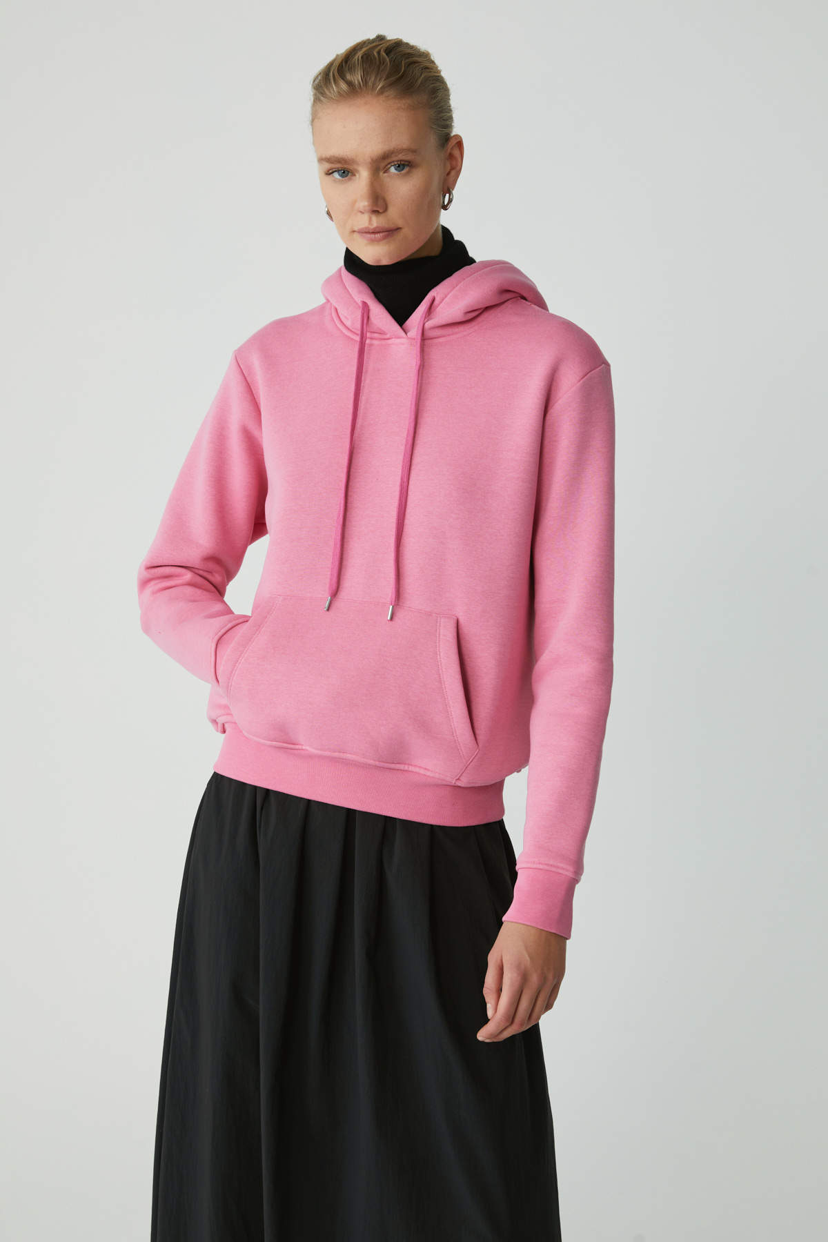 ETHIQUET DİANE Kadın İçi Polarlı Yumuşacık Comfort Fit Kapüşonlu PEMBE Sweatshirt görsel 3