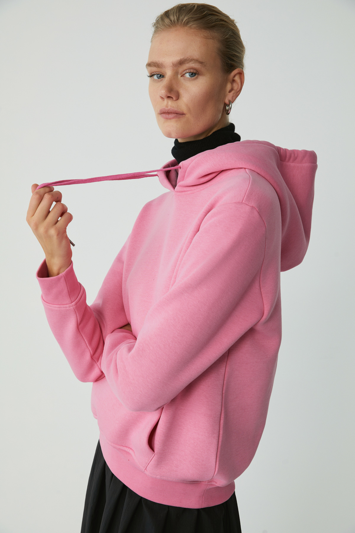 ETHIQUET DİANE Kadın İçi Polarlı Yumuşacık Comfort Fit Kapüşonlu PEMBE Sweatshirt görsel 5