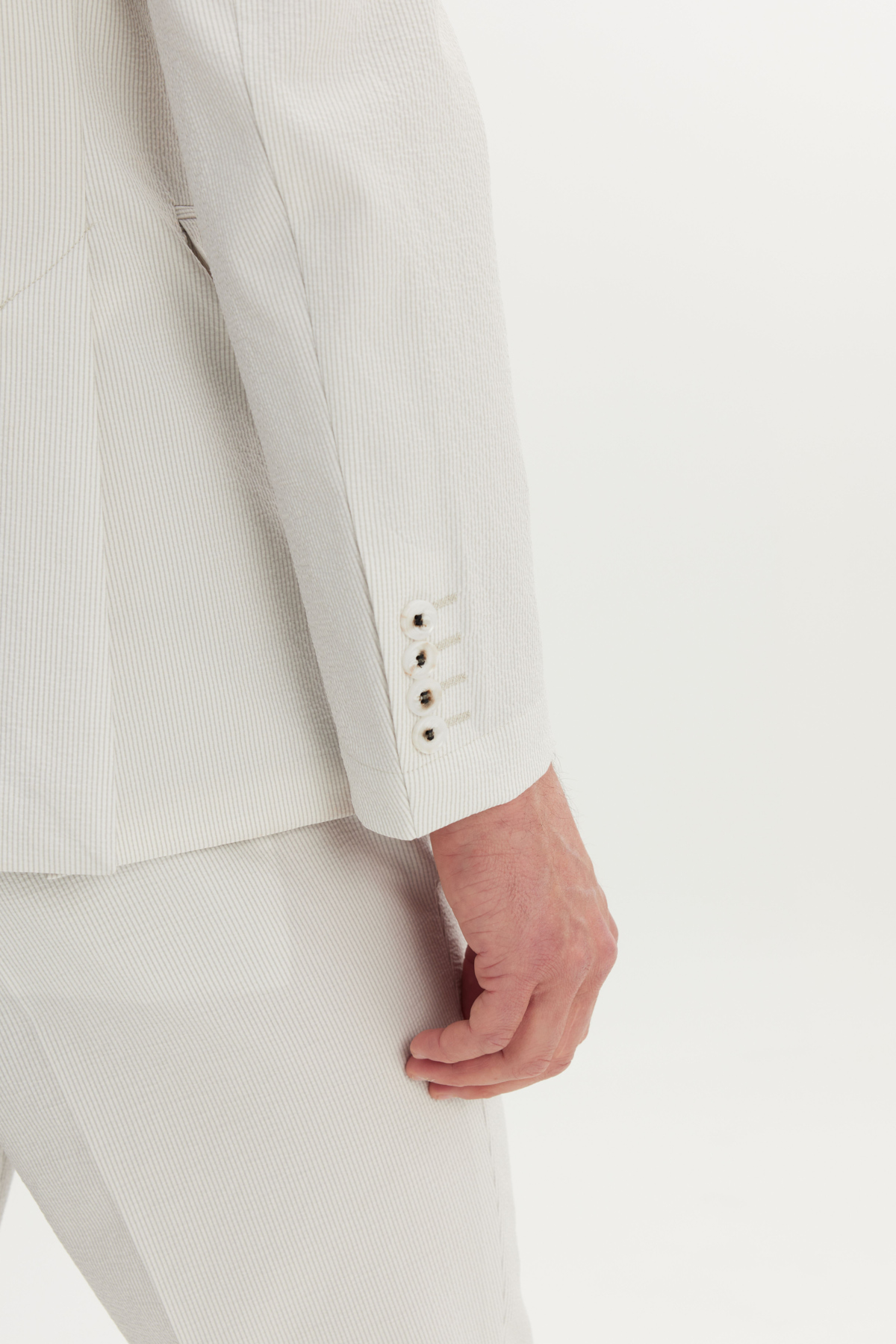 AC&Co / Altınyıldız Classics Erkek Ekru Slim Fit Dar Kesim Kırlangıç Yaka Gofre Desenli Takım Elbise görsel 6