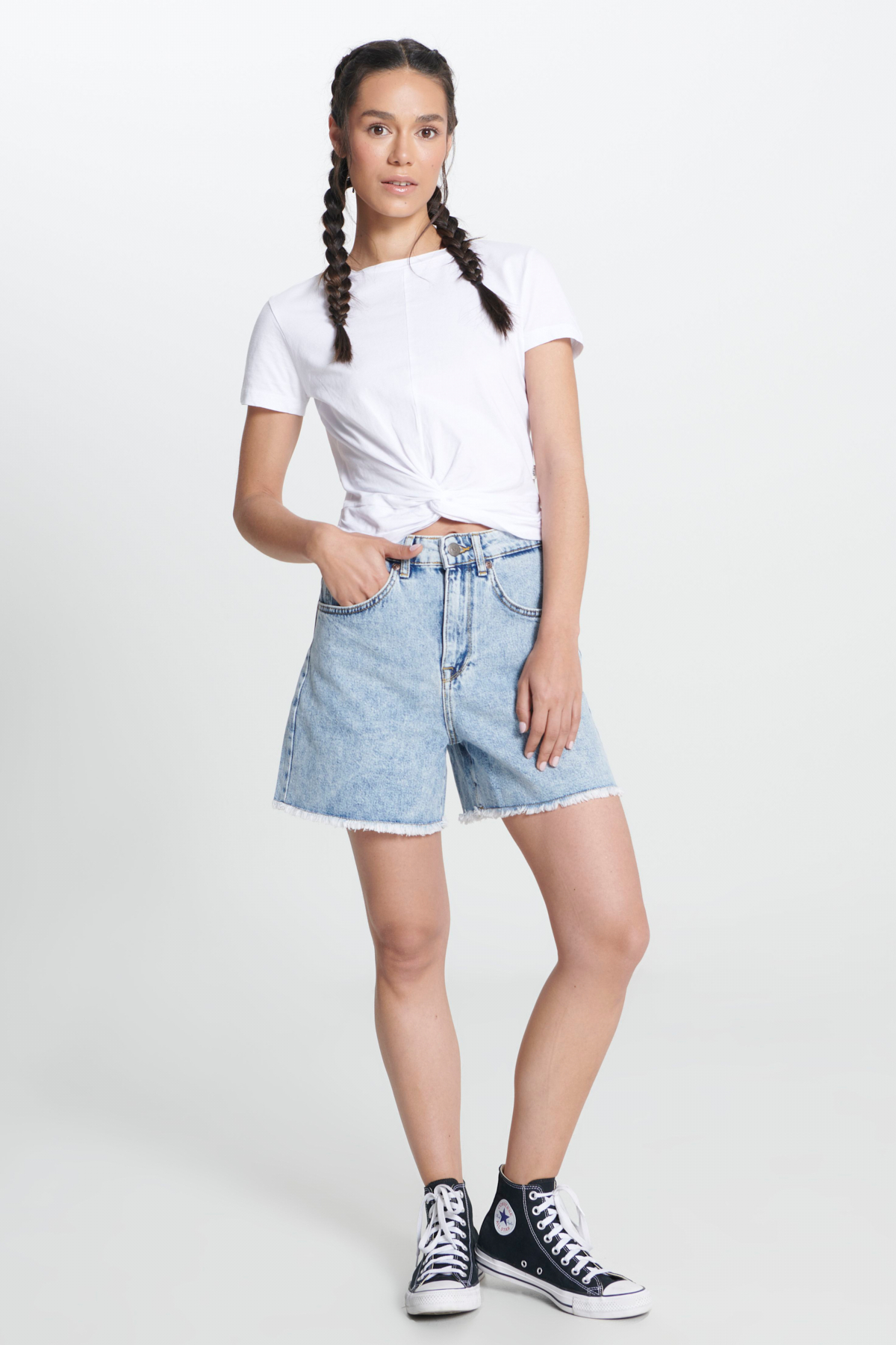 Lee Regular Fit %100 Pamuk Yüksek Bel Açık Mavi Jean Şort