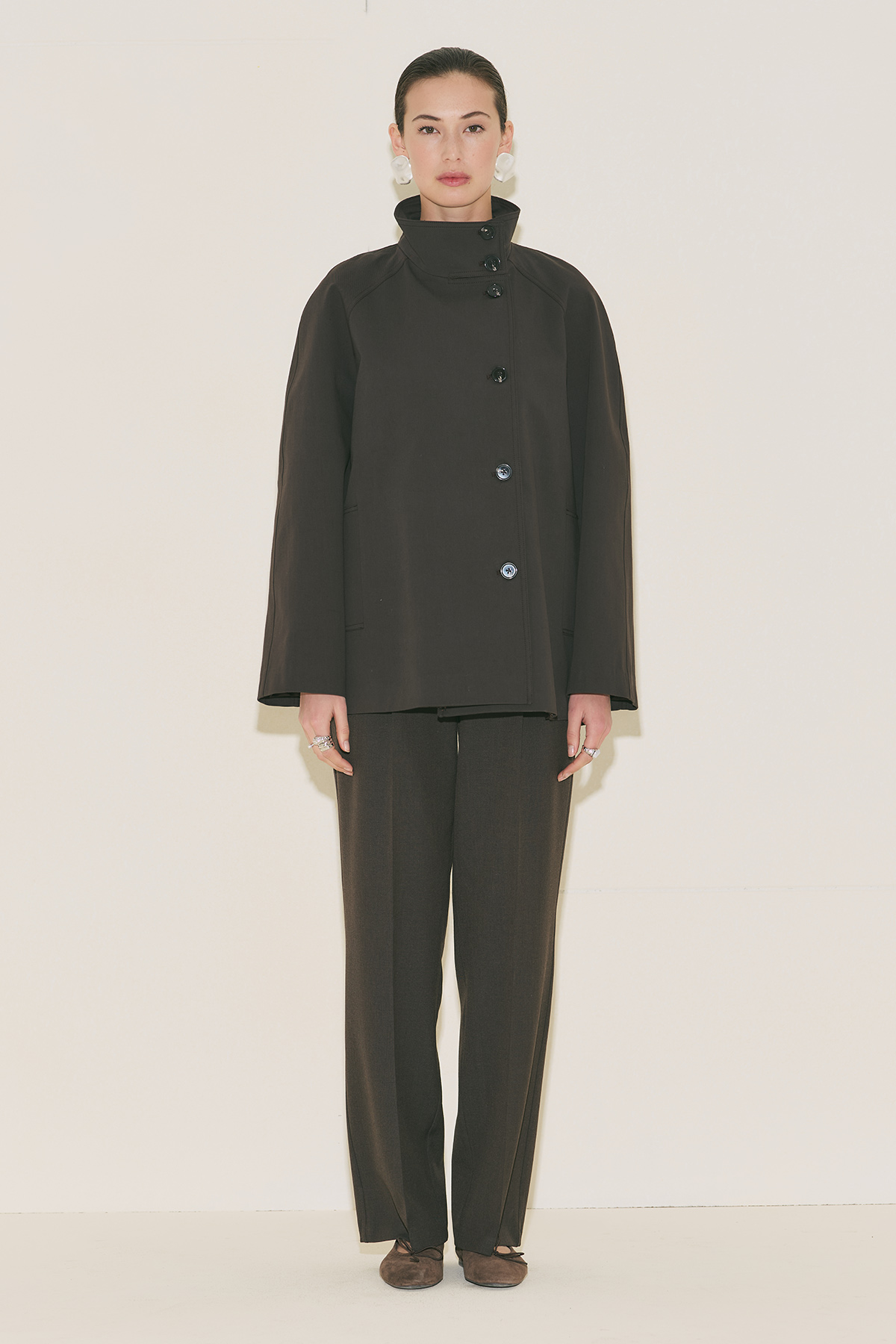 Manuka Henna Yüksek Yaka Trençkot Kahverengi görsel 8