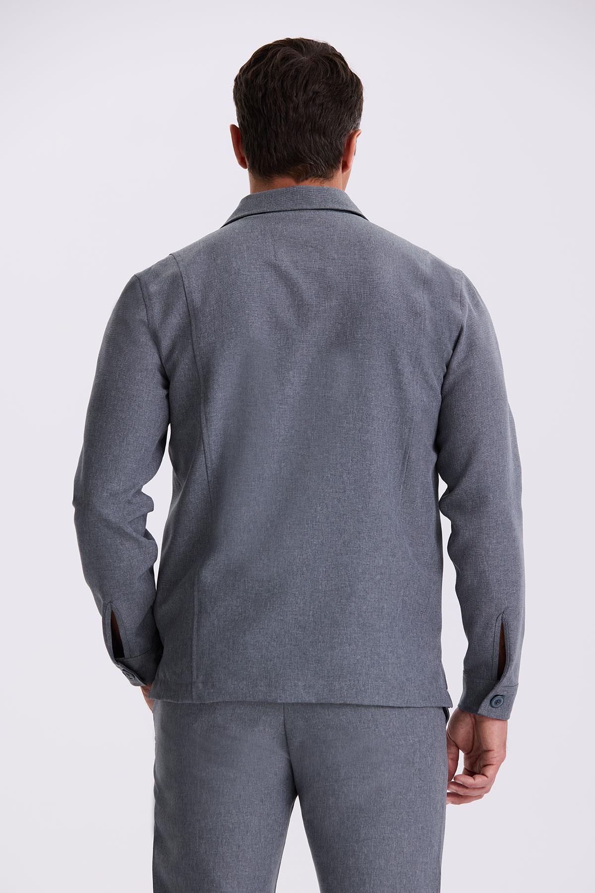 JAKAMEN Antrasit Slim Fit Bebe Yaka Cepli Spor Takım Elbise görsel 4